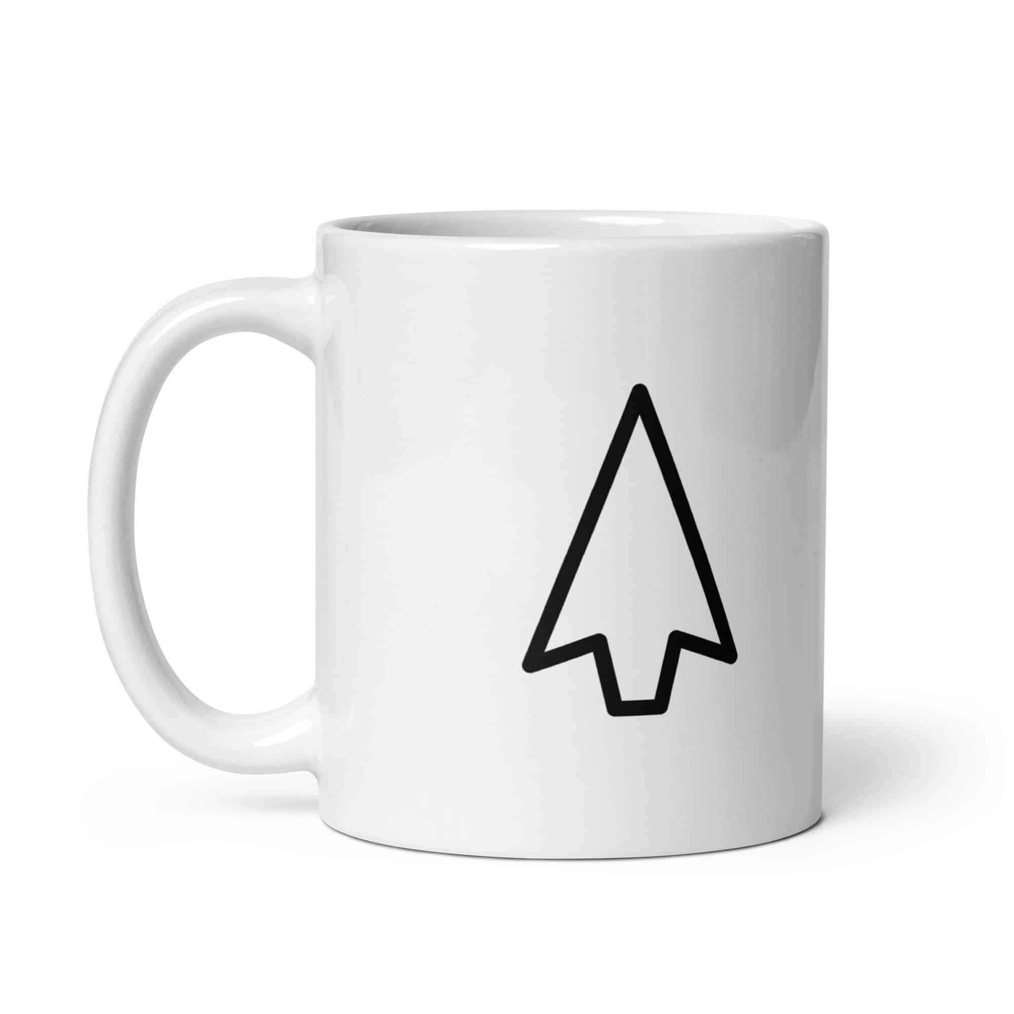 Black Open Arrowhead White Ceramic Coffee Mug