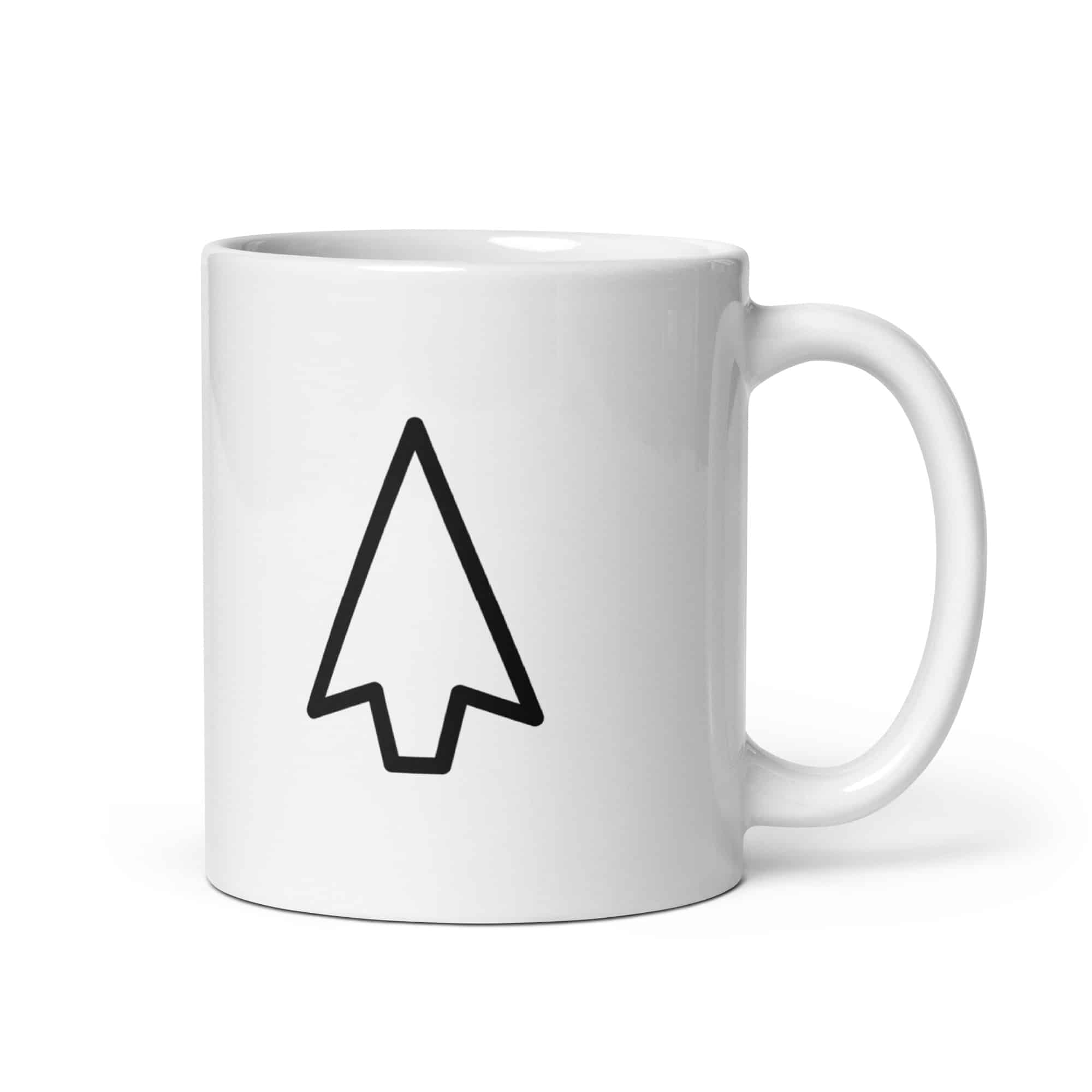 Black Open Arrowhead White Ceramic Coffee Mug