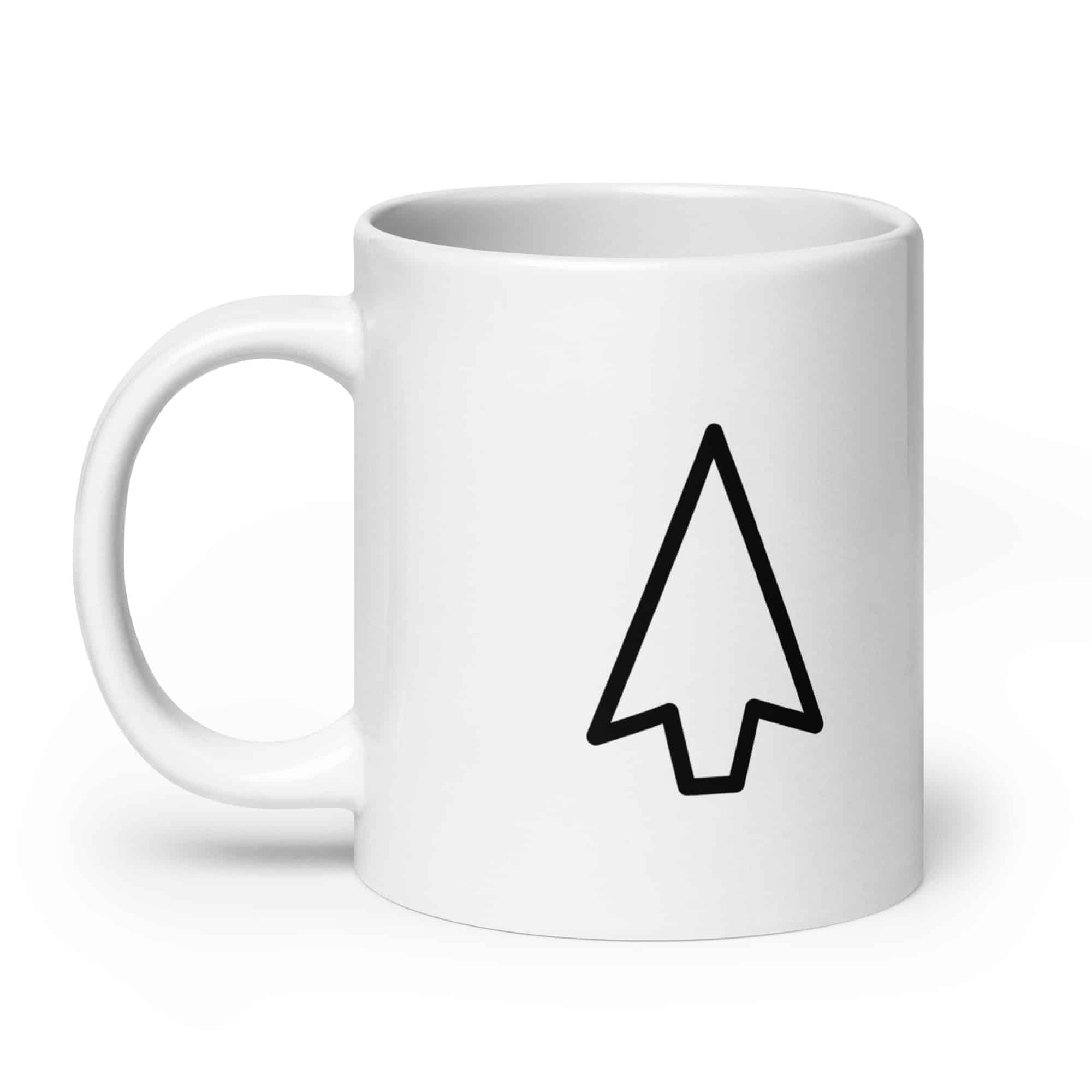 Black Open Arrowhead White Ceramic Coffee Mug