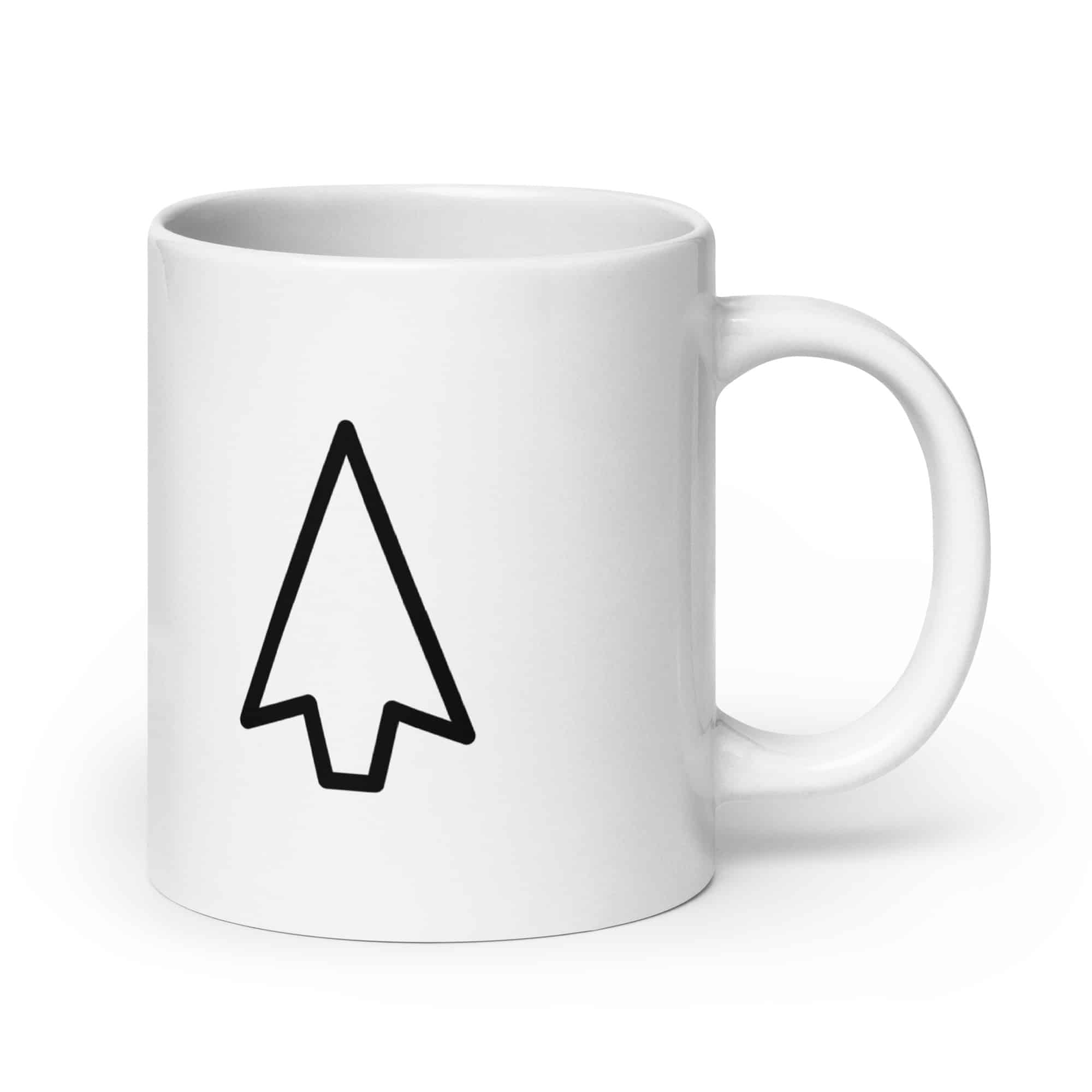 Black Open Arrowhead White Ceramic Coffee Mug