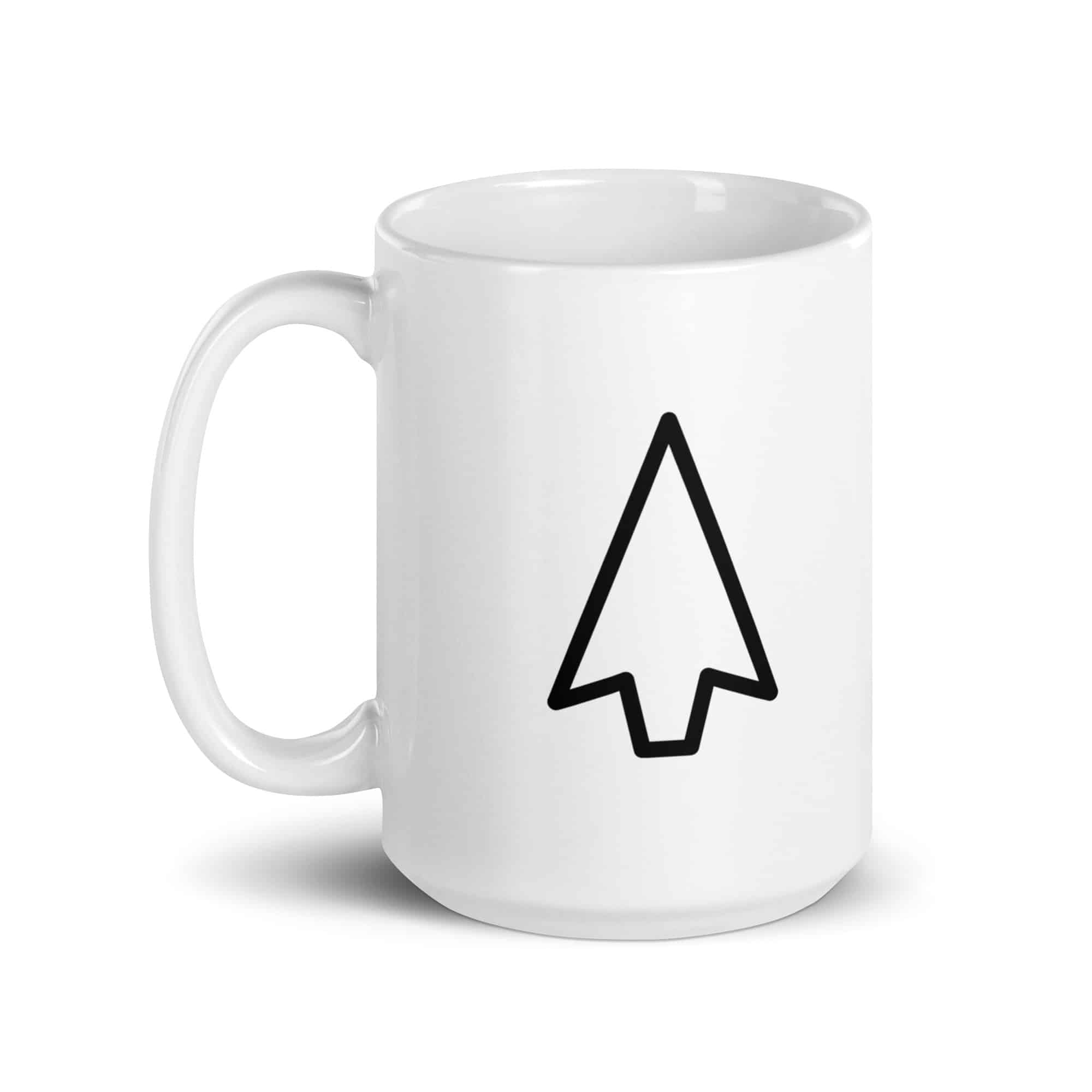 Black Open Arrowhead White Ceramic Coffee Mug