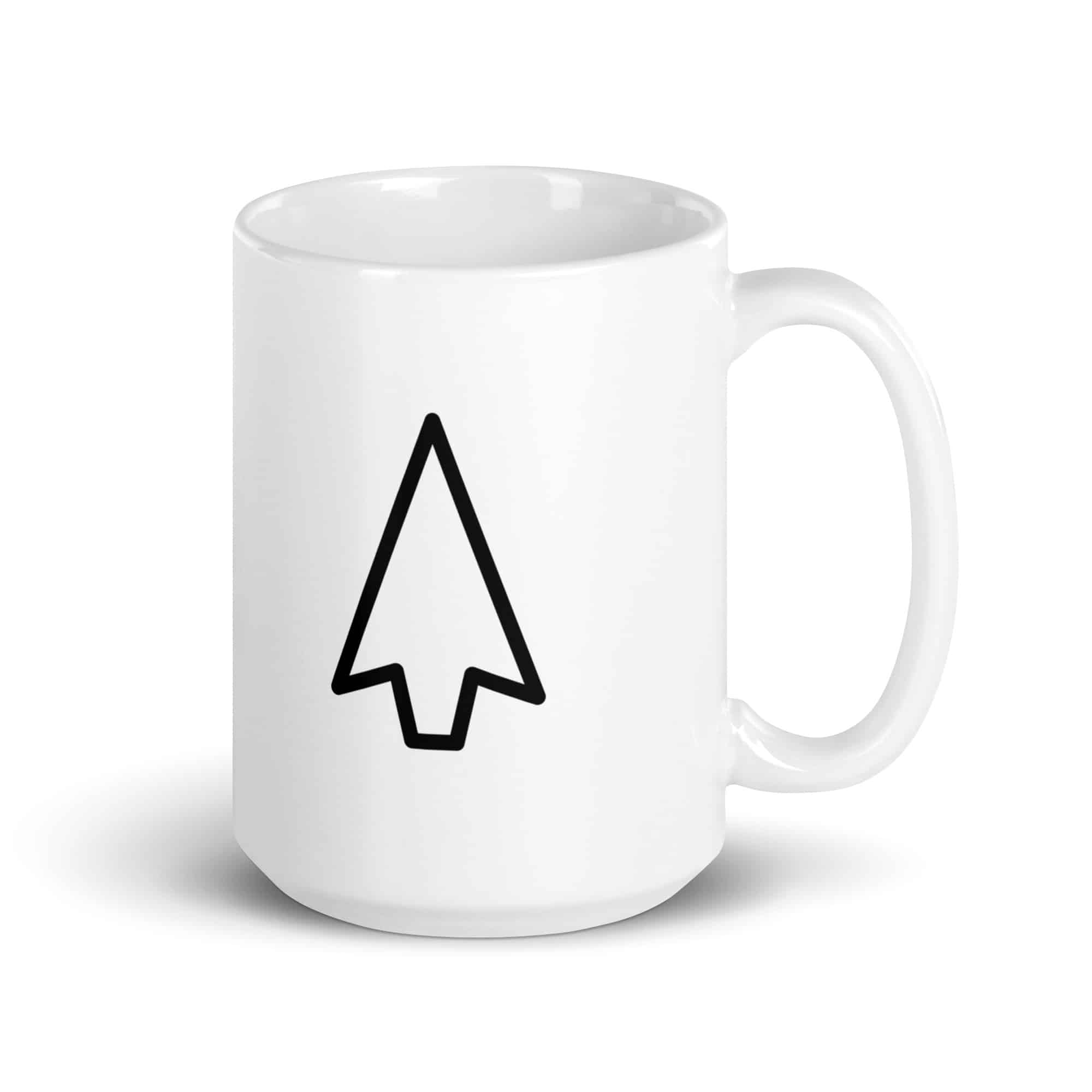 Black Open Arrowhead White Ceramic Coffee Mug