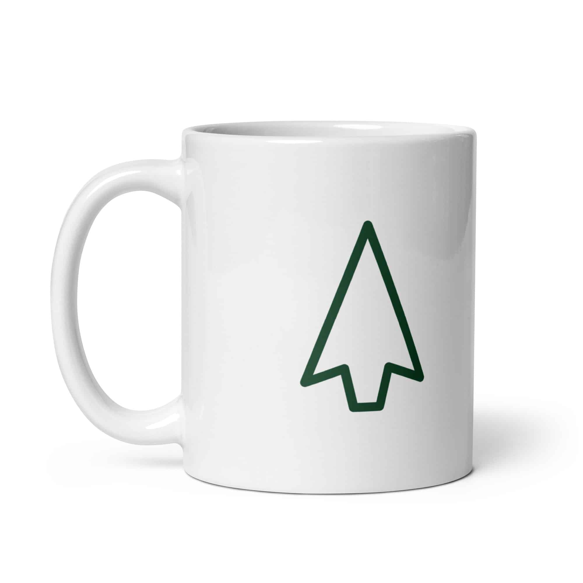 Forest Green Open Arrowhead White Ceramic Coffee Mug