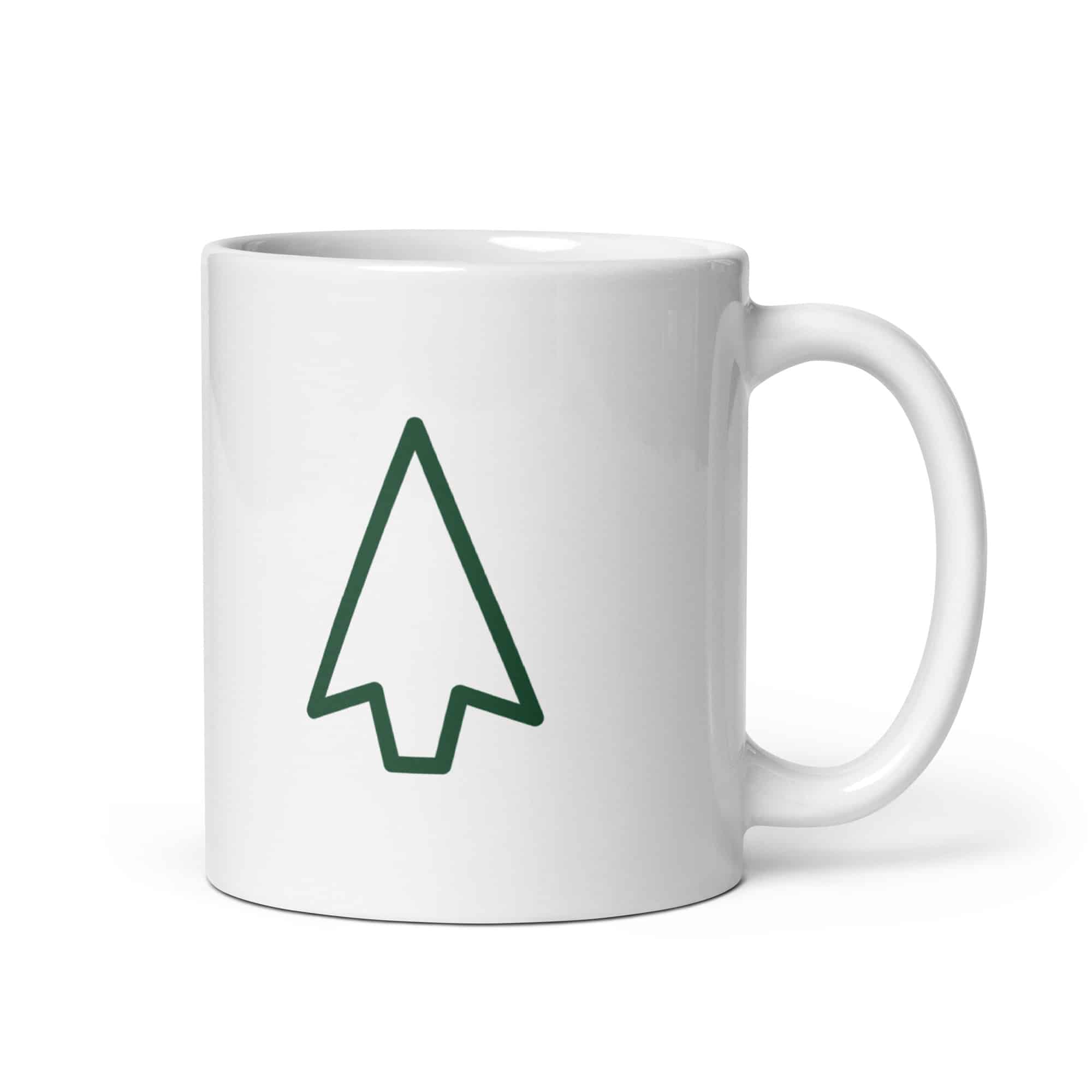 Forest Green Open Arrowhead White Ceramic Coffee Mug
