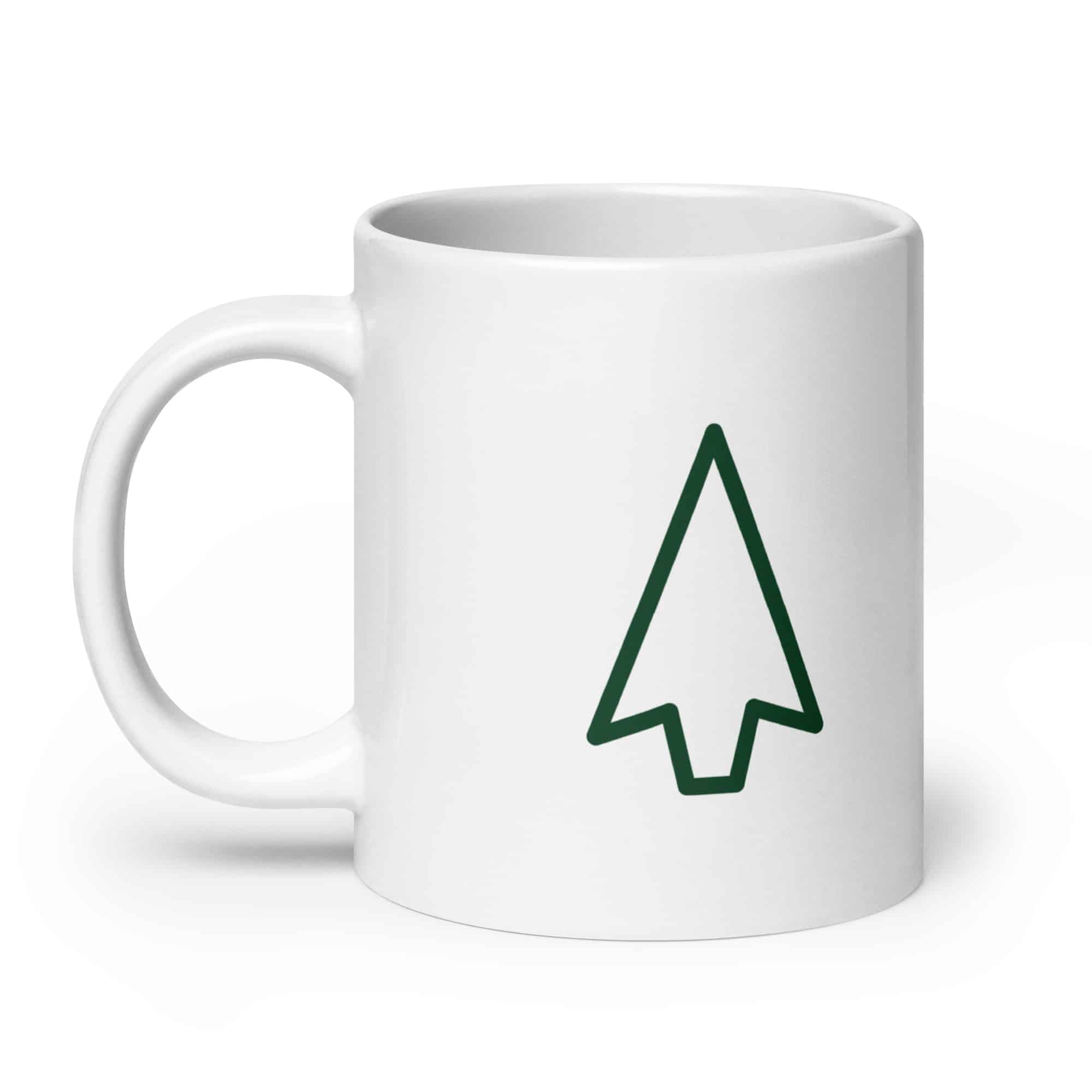 Forest Green Open Arrowhead White Ceramic Coffee Mug