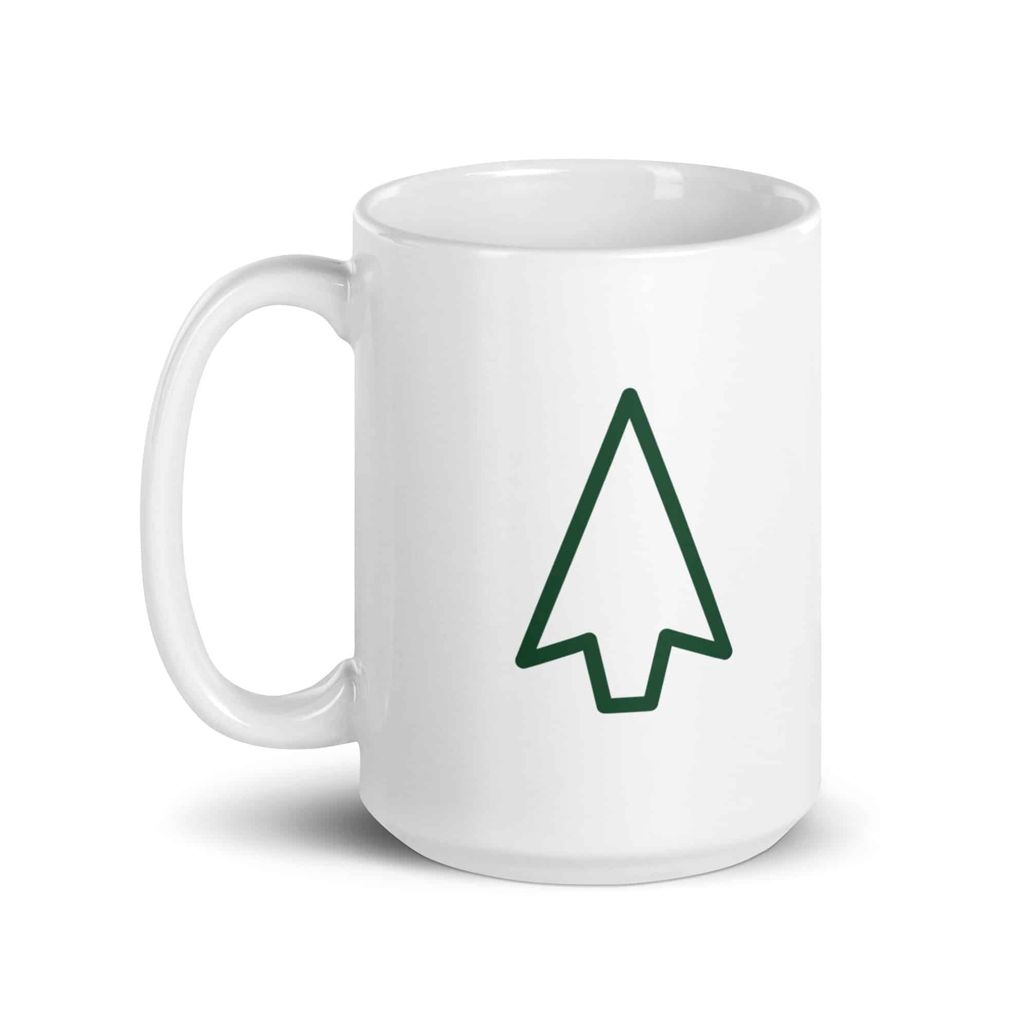 Forest Green Open Arrowhead White Ceramic Coffee Mug