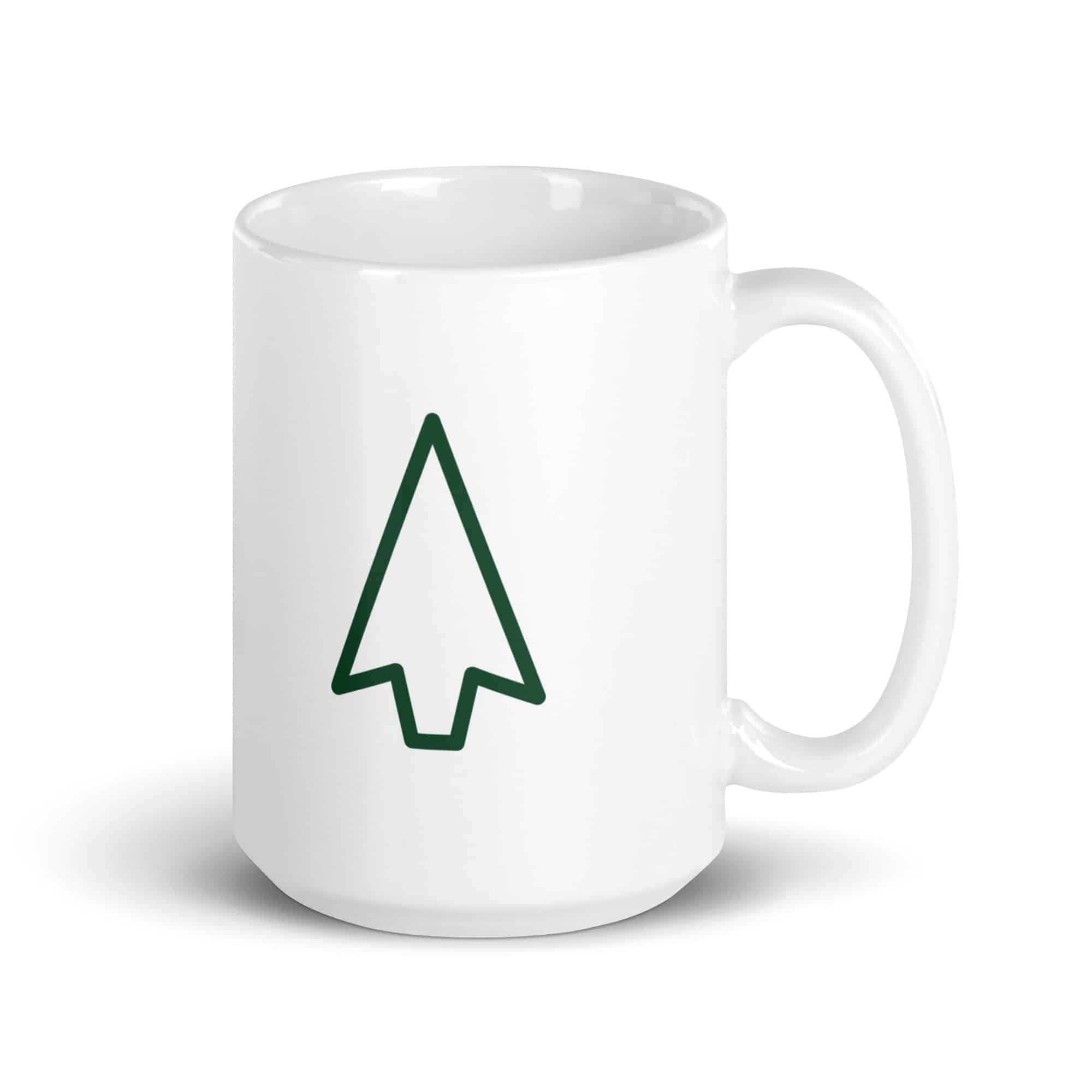 Forest Green Open Arrowhead White Ceramic Coffee Mug