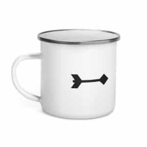 04 Feather Shaft Arrow Black Enamel Camp Mug - 12 oz - Left