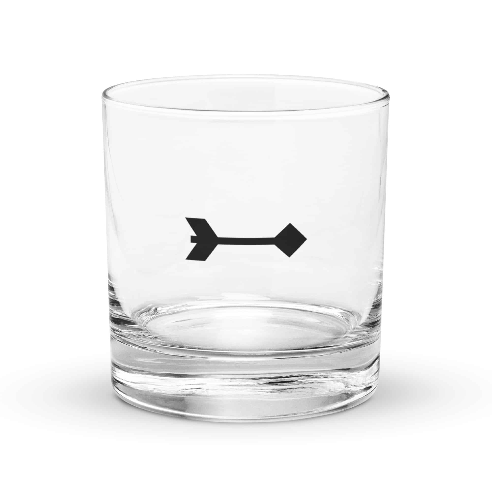 Black Feather Shaft Arrow Rocks Glass