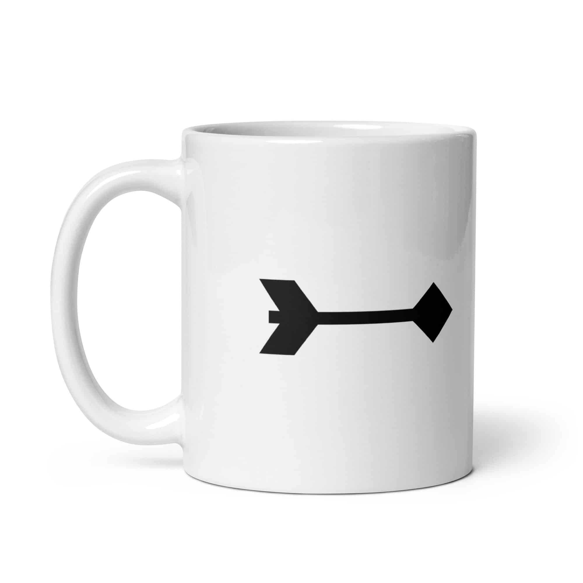 Black Feather Shaft Arrow White Ceramic Coffee Mug