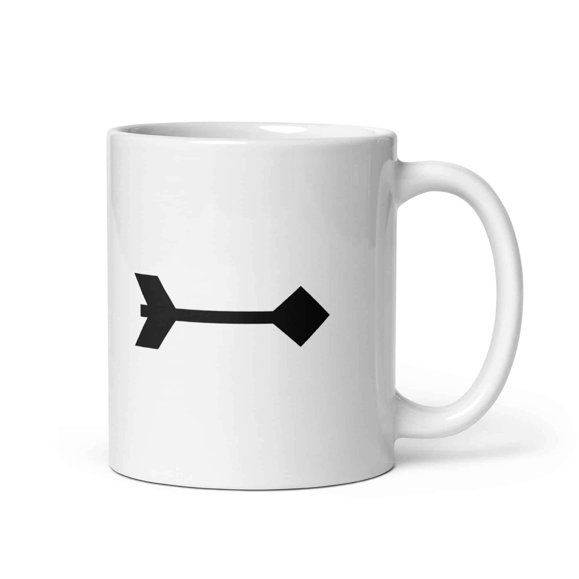Black Feather Shaft Arrow White Ceramic Coffee Mug