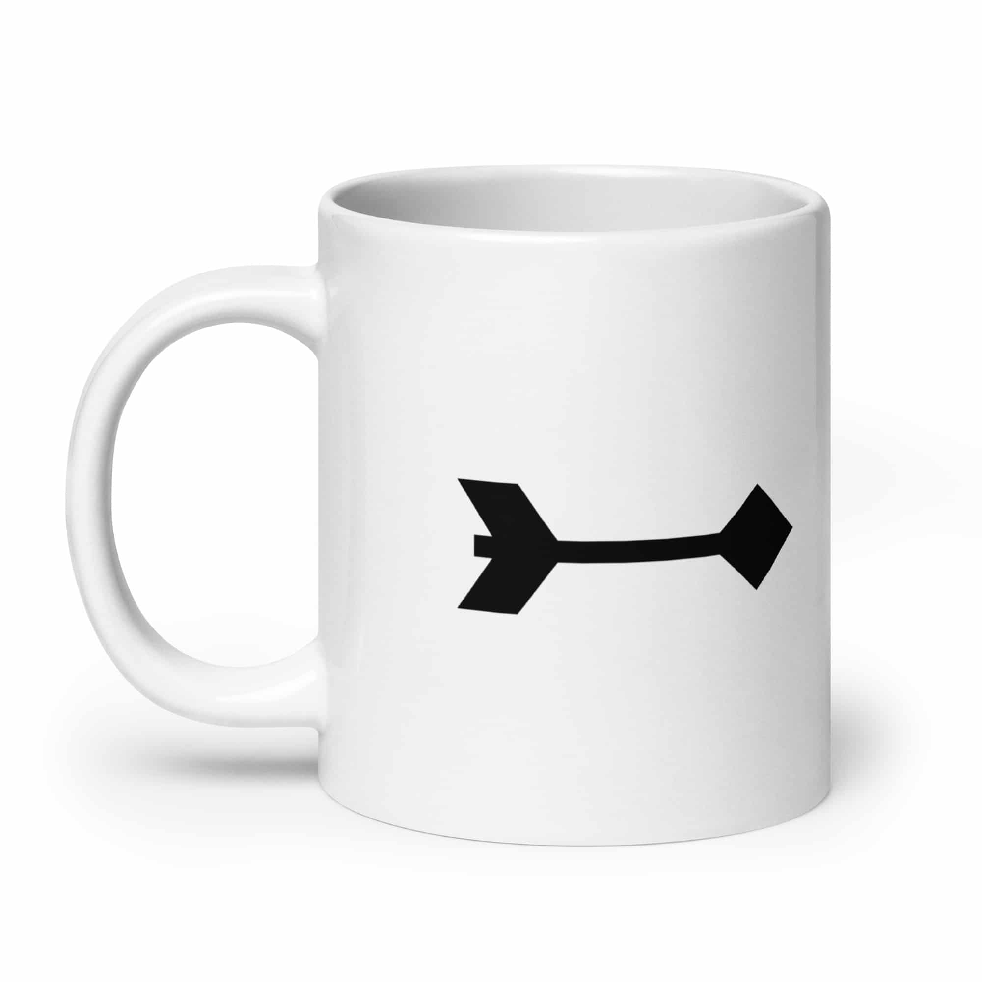 Black Feather Shaft Arrow White Ceramic Coffee Mug