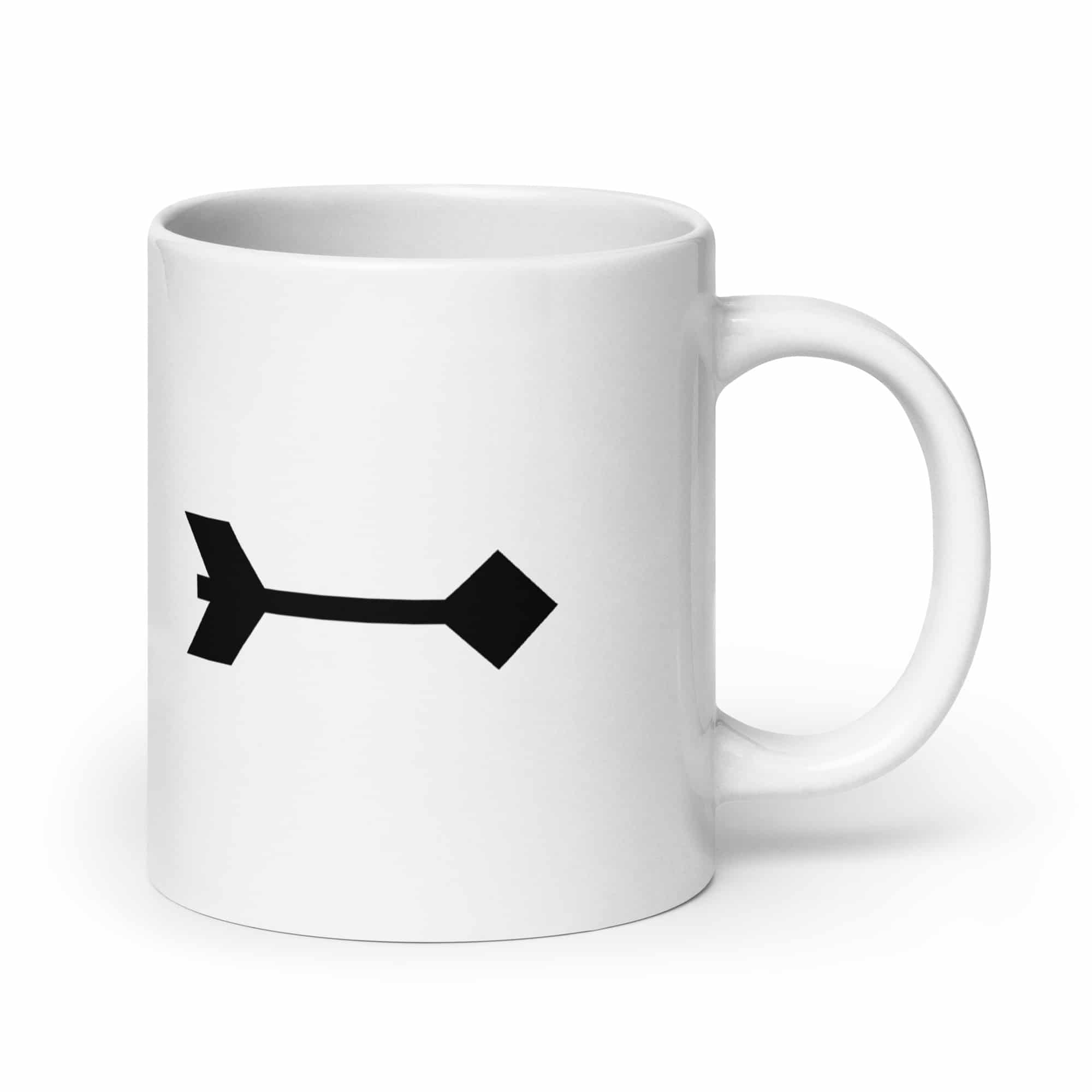 Black Feather Shaft Arrow White Ceramic Coffee Mug