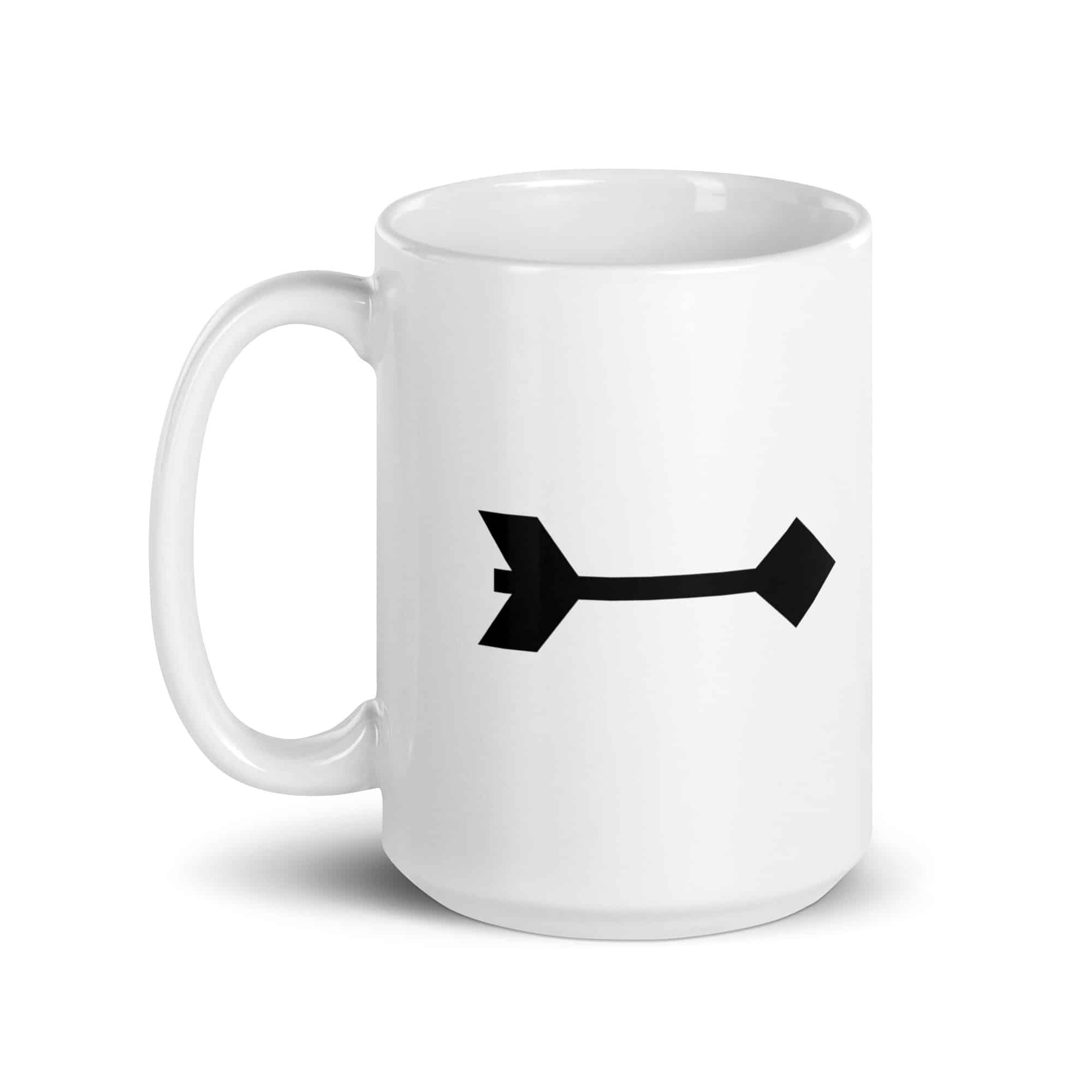 Black Feather Shaft Arrow White Ceramic Coffee Mug