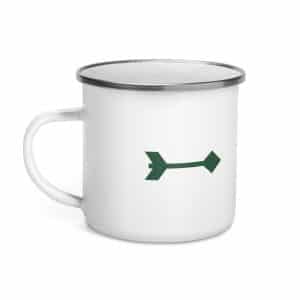 04 Feather Shaft Arrow Forest Green Enamel Camp Mug - 12 oz - Left