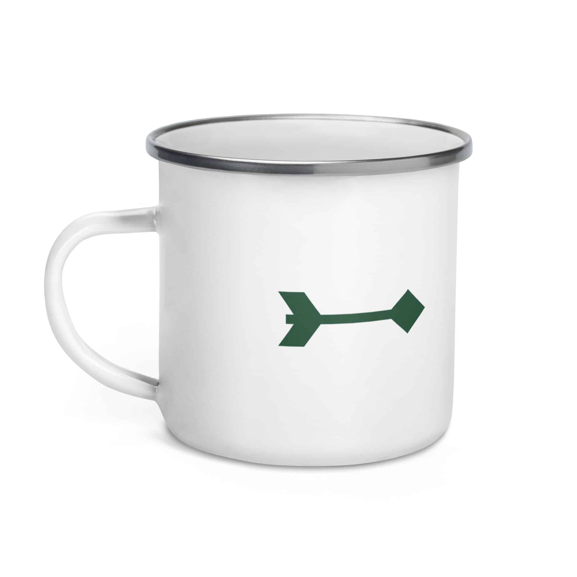 Forest Green Feather Shaft Arrow Enamel Camp Mug