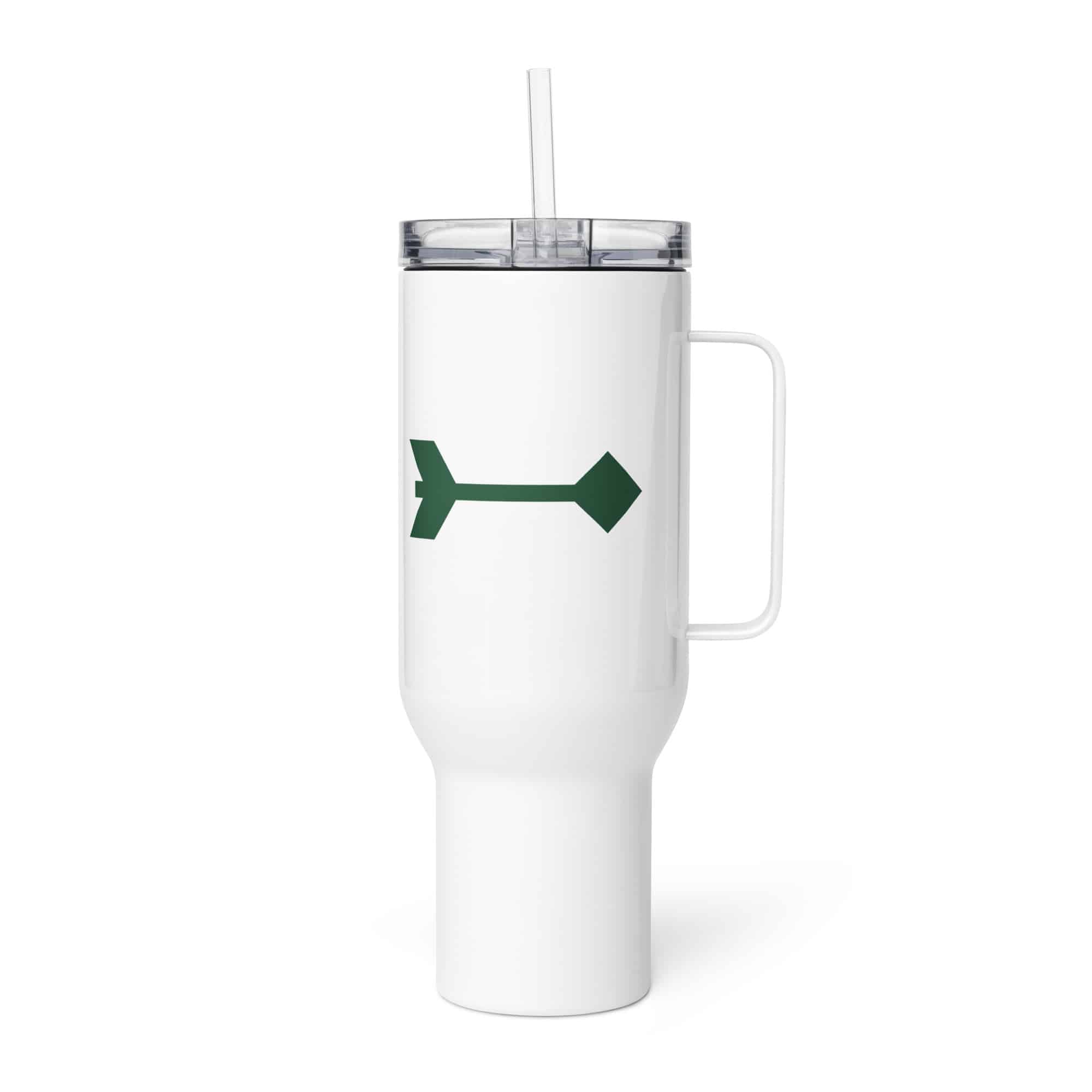 Forest Green Feather Shaft Arrow Travel Mug