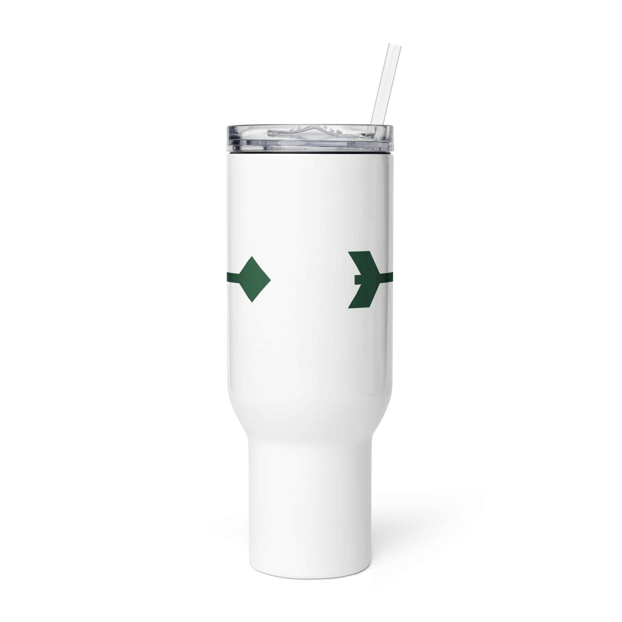 Forest Green Feather Shaft Arrow Travel Mug