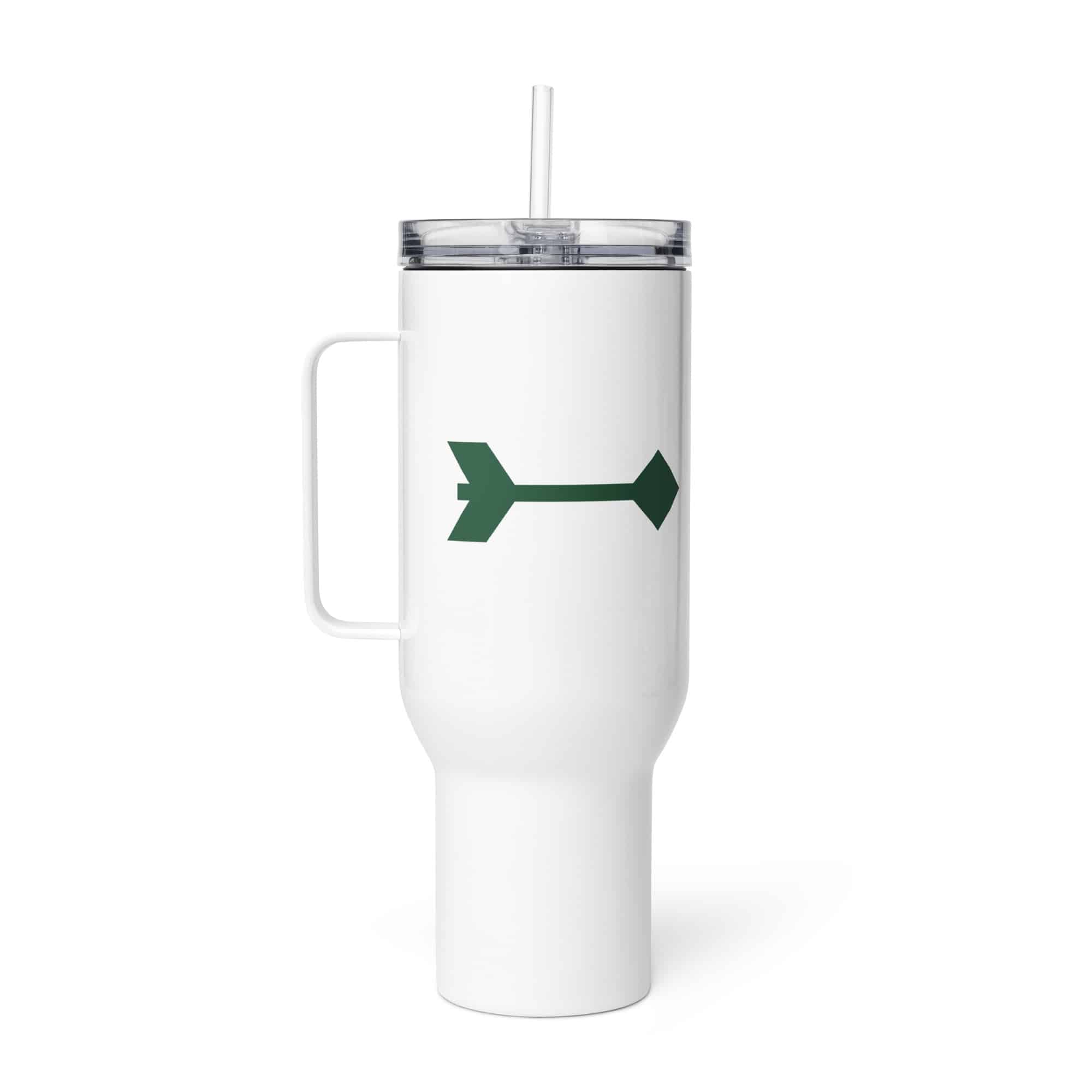 Forest Green Feather Shaft Arrow Travel Mug