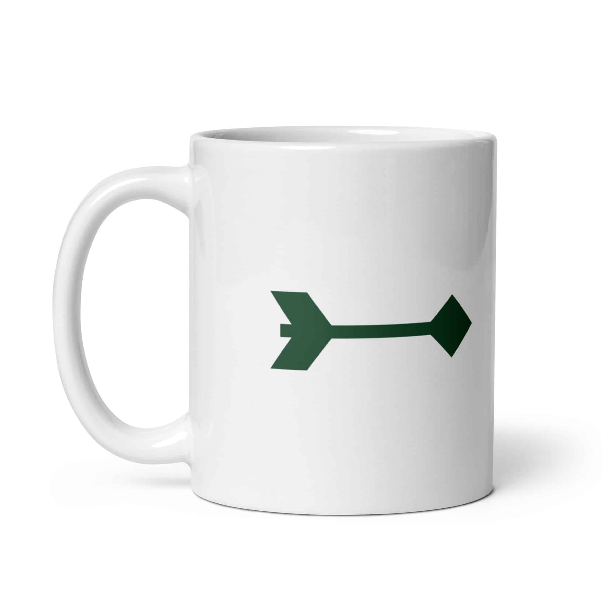 Forest Green Feather Shaft Arrow White Ceramic Coffee Mug