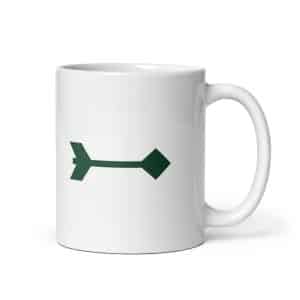 04 Feather Shaft Arrow Forest Green White Ceramic Coffee Mug - 11 oz - Main