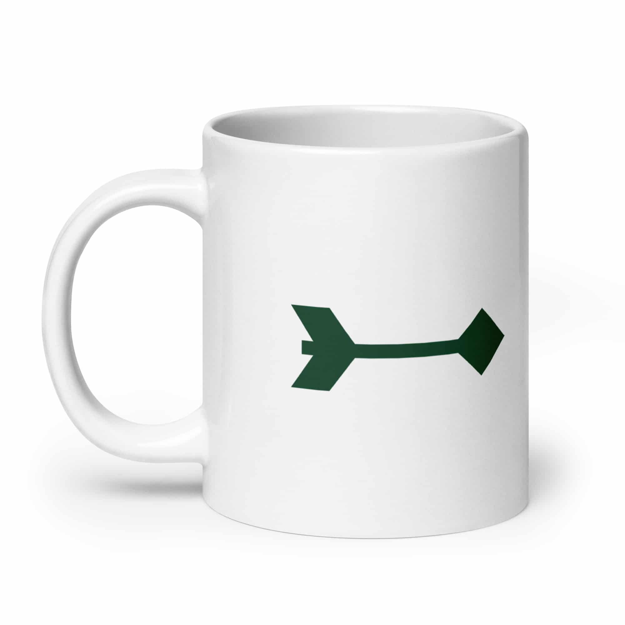 Forest Green Feather Shaft Arrow White Ceramic Coffee Mug