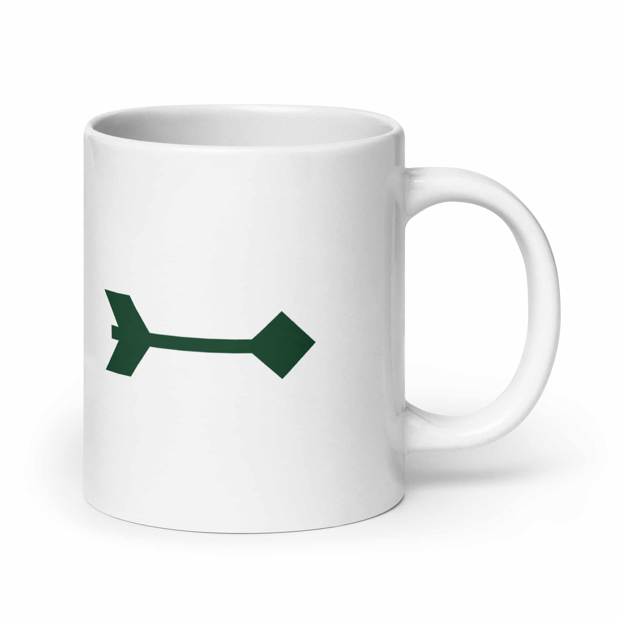 Forest Green Feather Shaft Arrow White Ceramic Coffee Mug