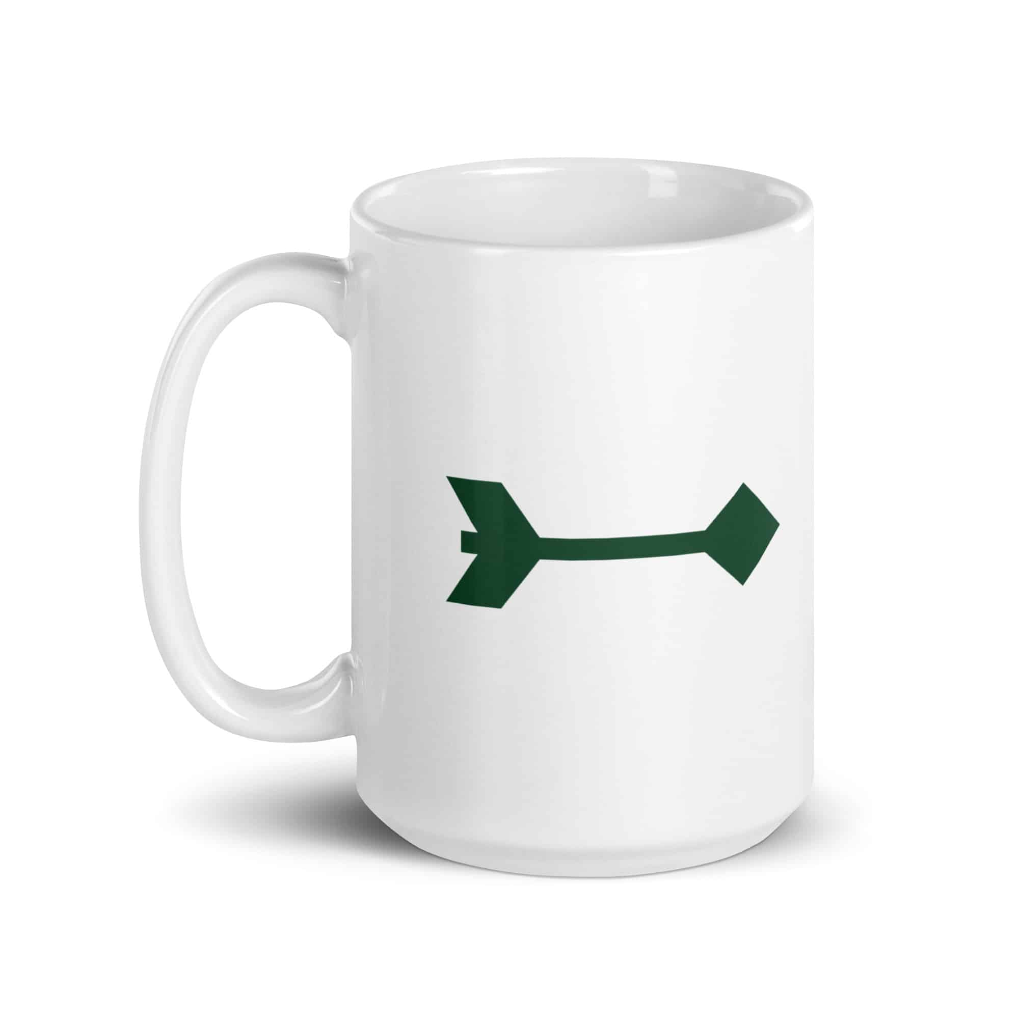 Forest Green Feather Shaft Arrow White Ceramic Coffee Mug