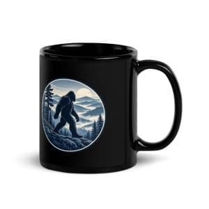 04 Smoky Ridge Wanderer Black Glossy Coffee Mug - 11 oz - Handle on Right