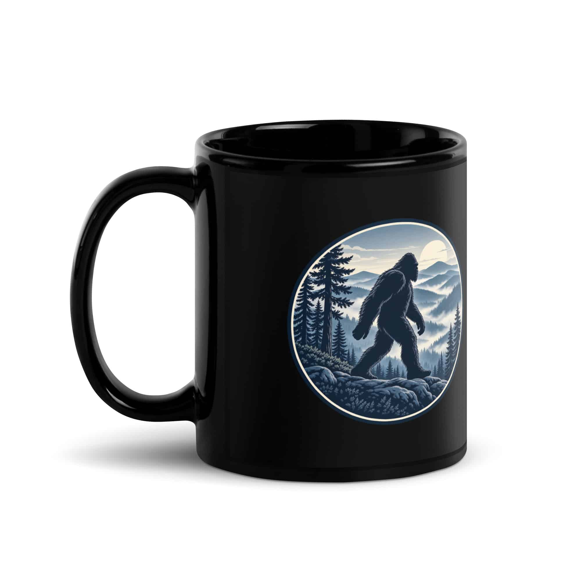 Smoky Ridge Wanderer Bigfoot Black Mug