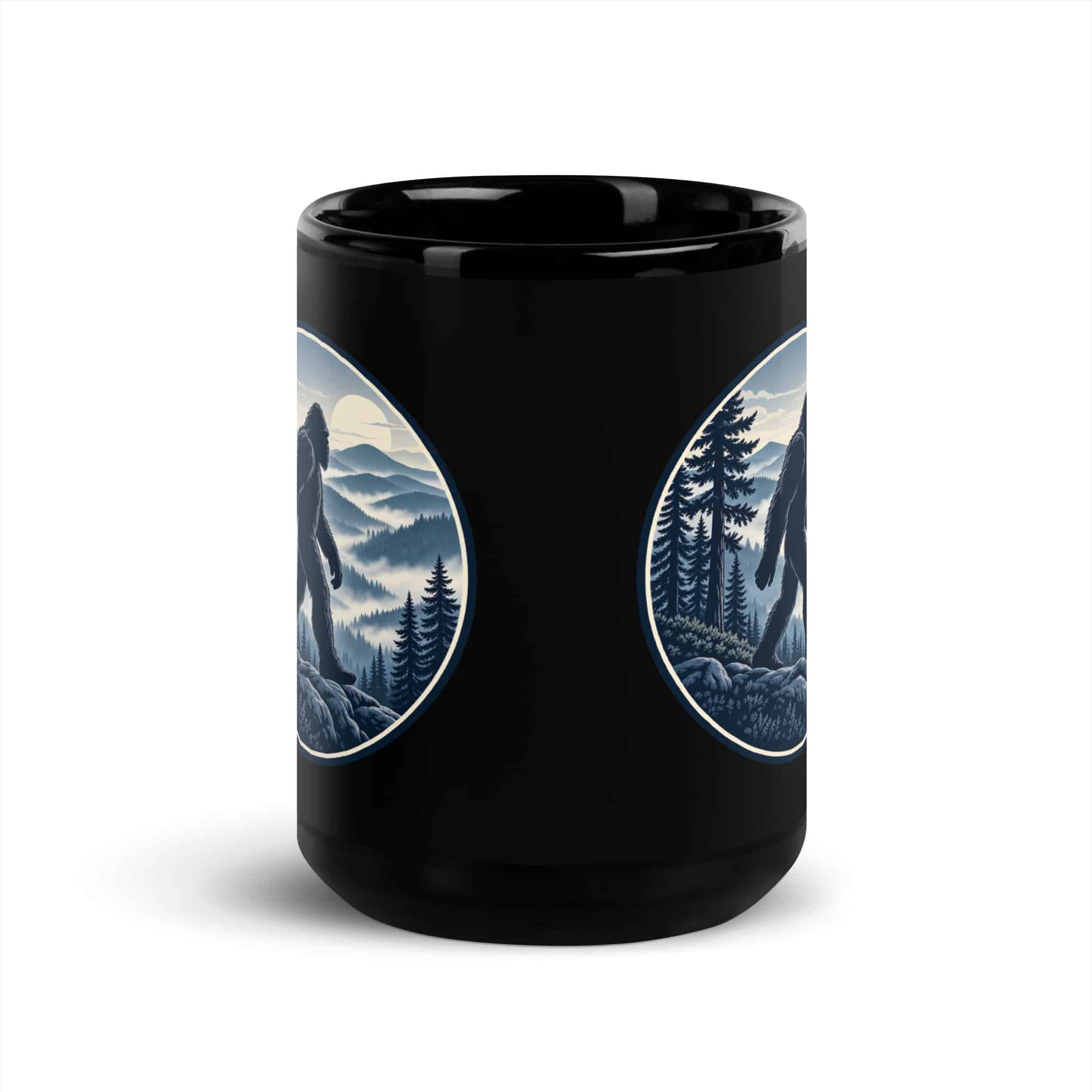 Smoky Ridge Wanderer Bigfoot Black Mug