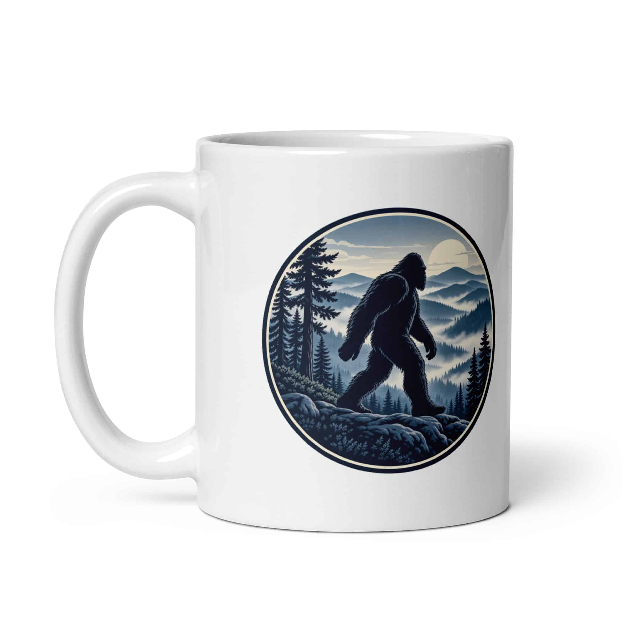 Bigfoot Smoky Mountain Wanderer White Ceramic Coffee Mug