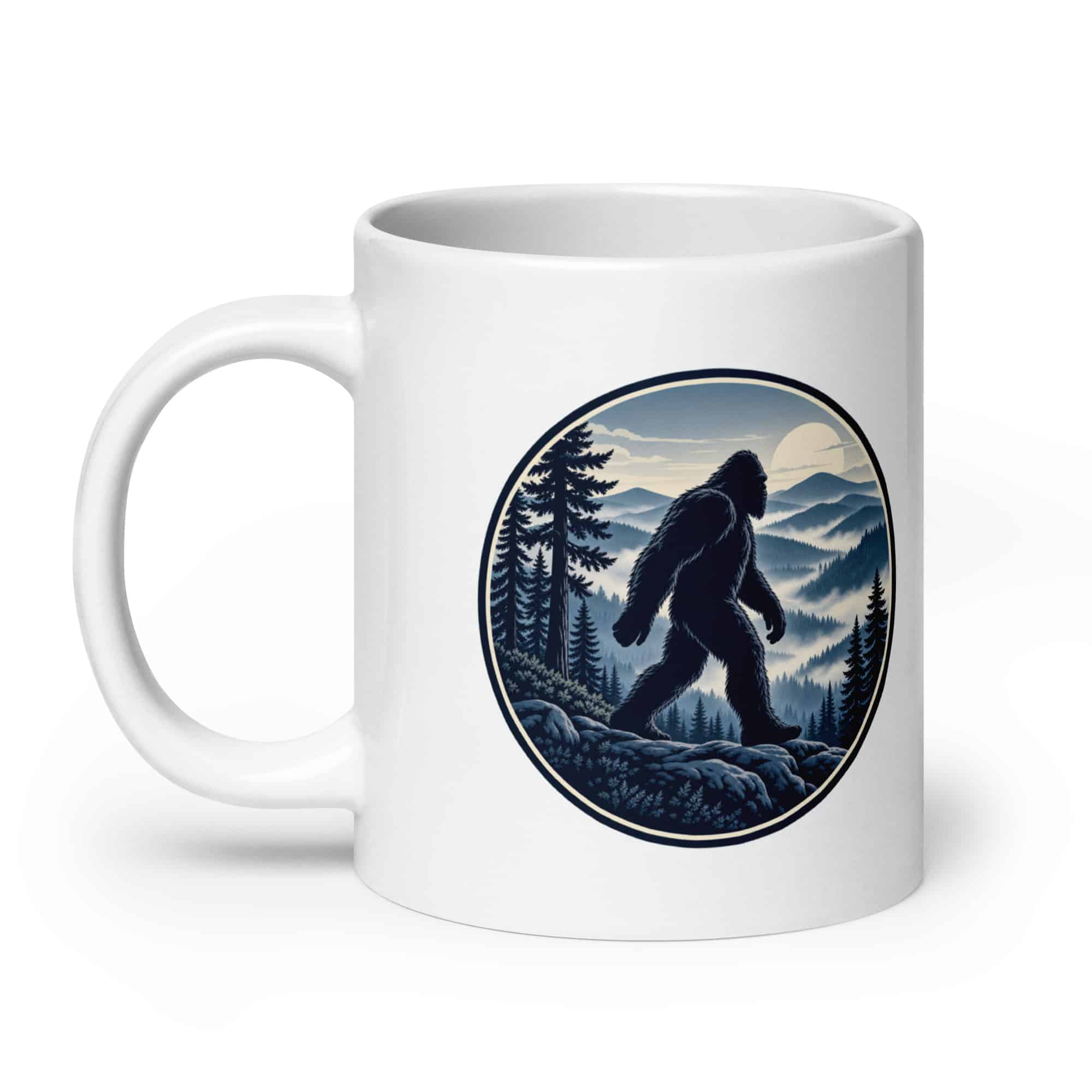 Bigfoot Smoky Mountain Wanderer White Ceramic Coffee Mug