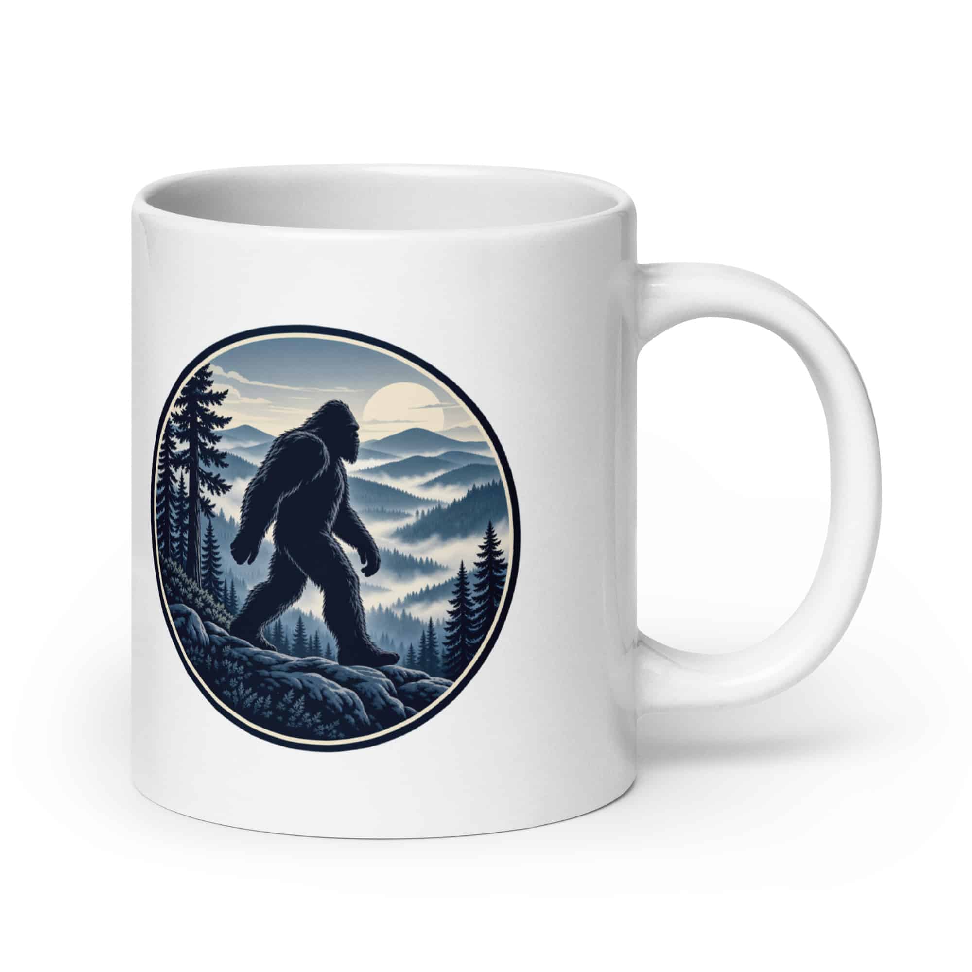 Bigfoot Smoky Mountain Wanderer White Ceramic Coffee Mug