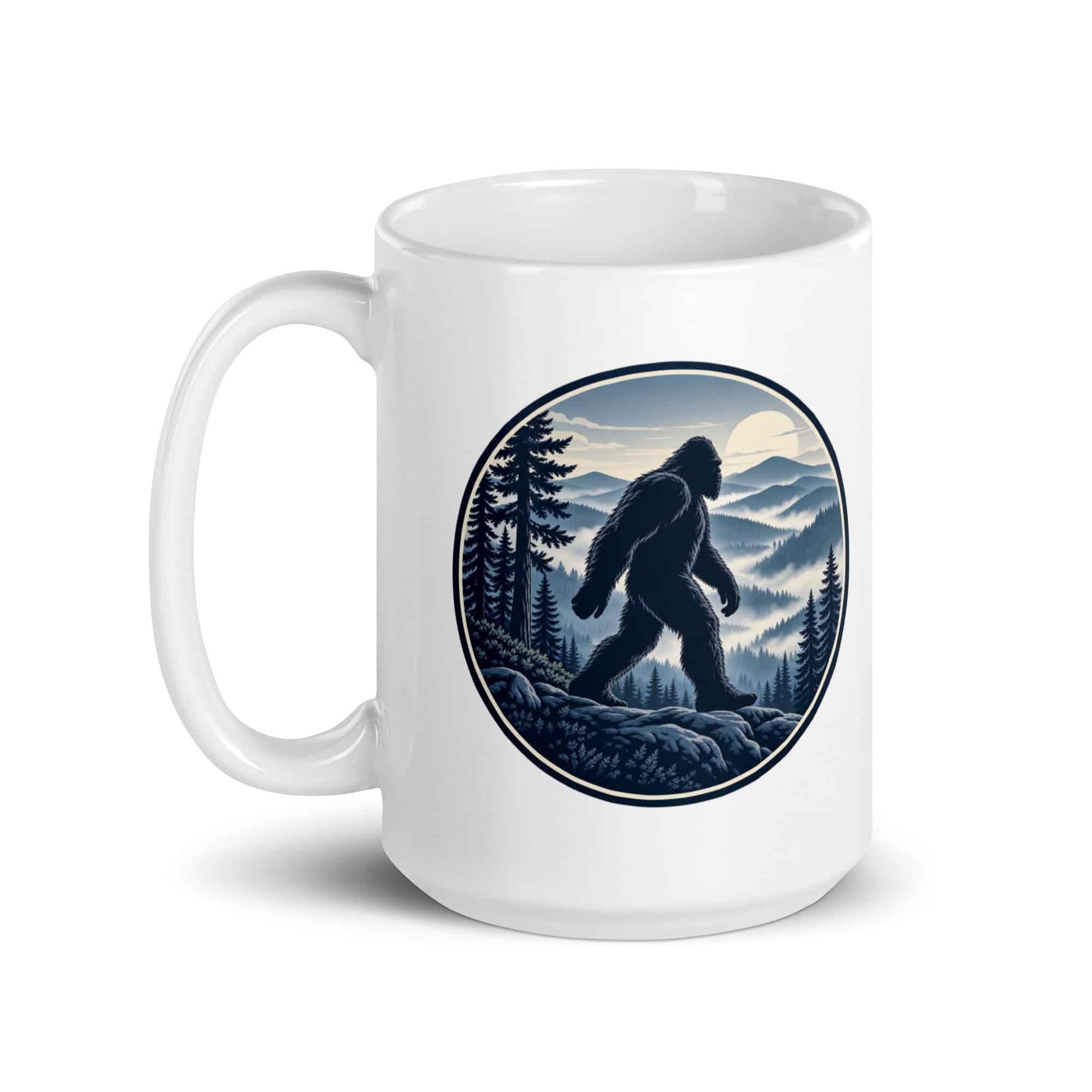 Bigfoot Smoky Mountain Wanderer White Ceramic Coffee Mug