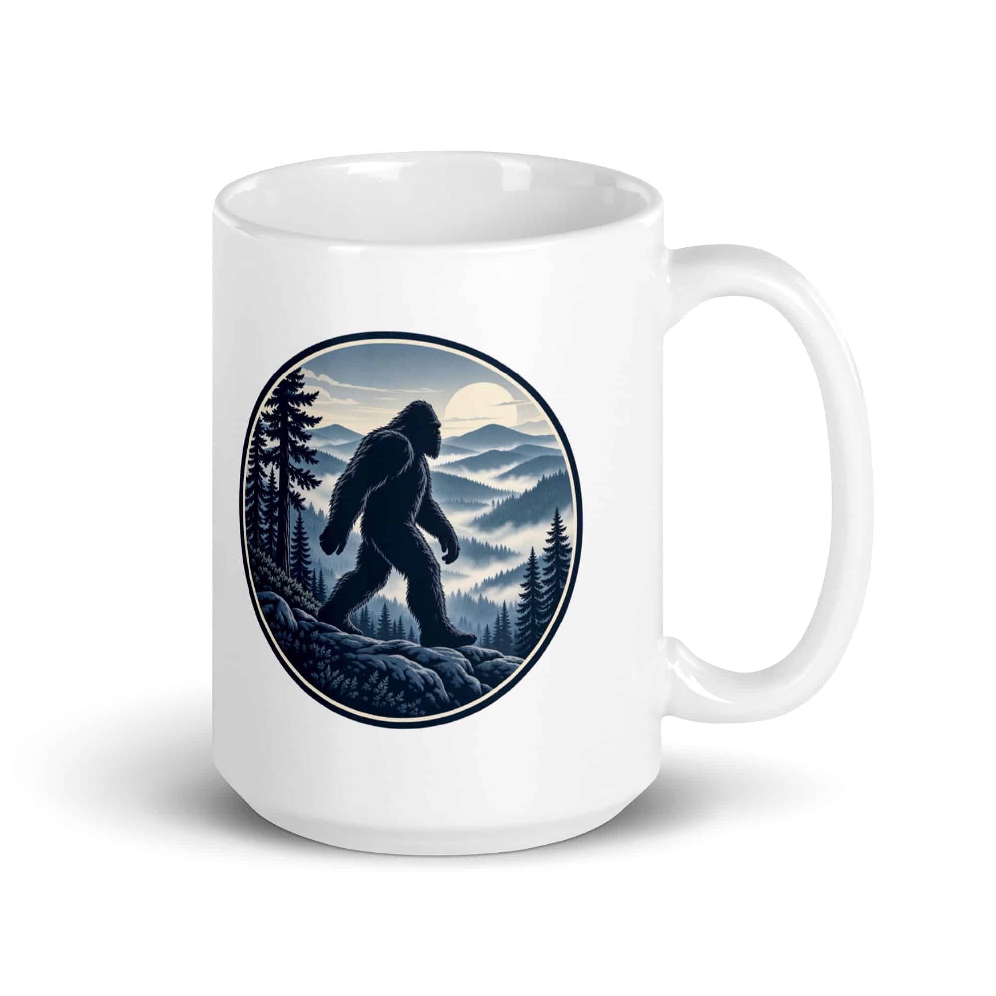 Bigfoot Smoky Mountain Wanderer White Ceramic Coffee Mug