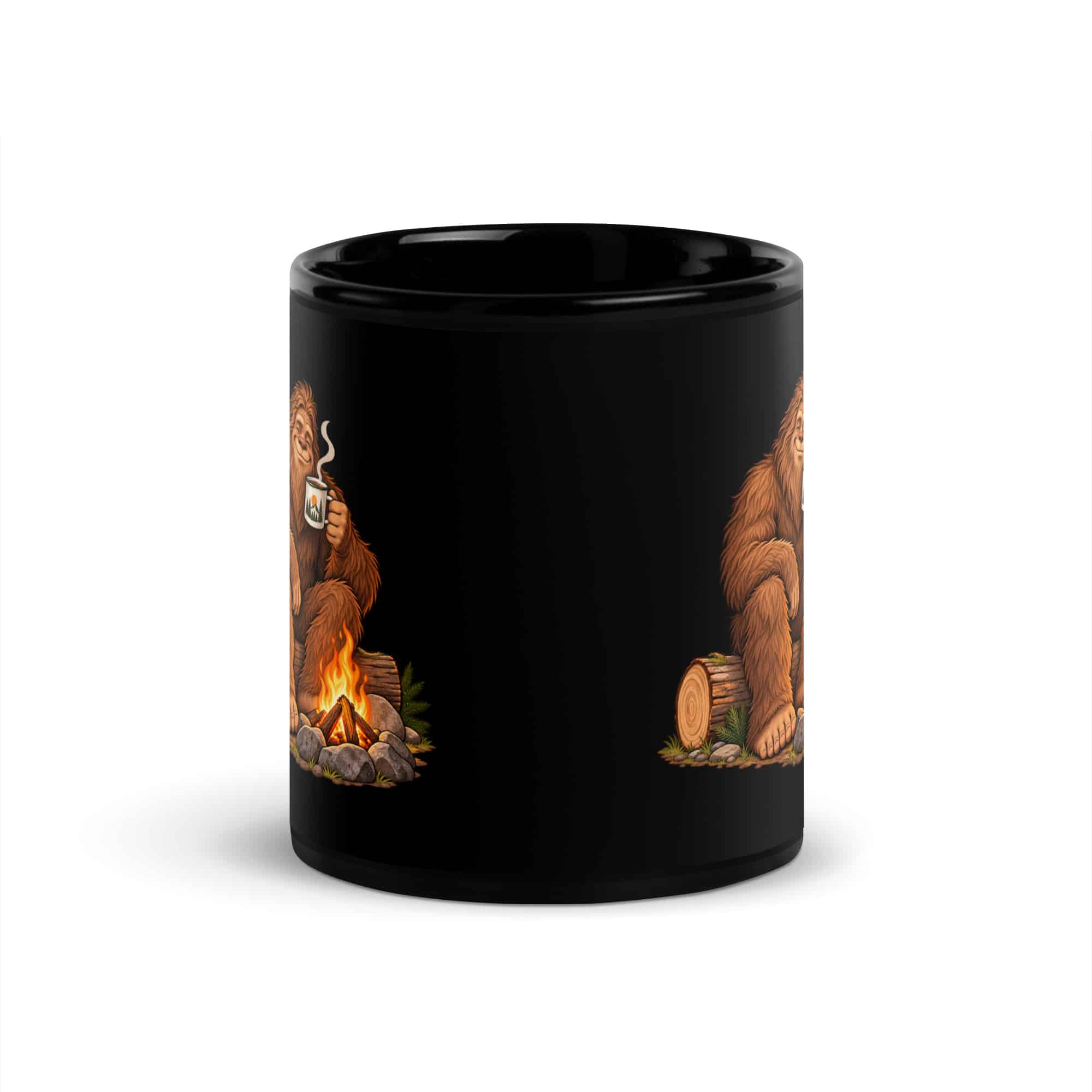 Camp Coffee Bigfoot Black Mug