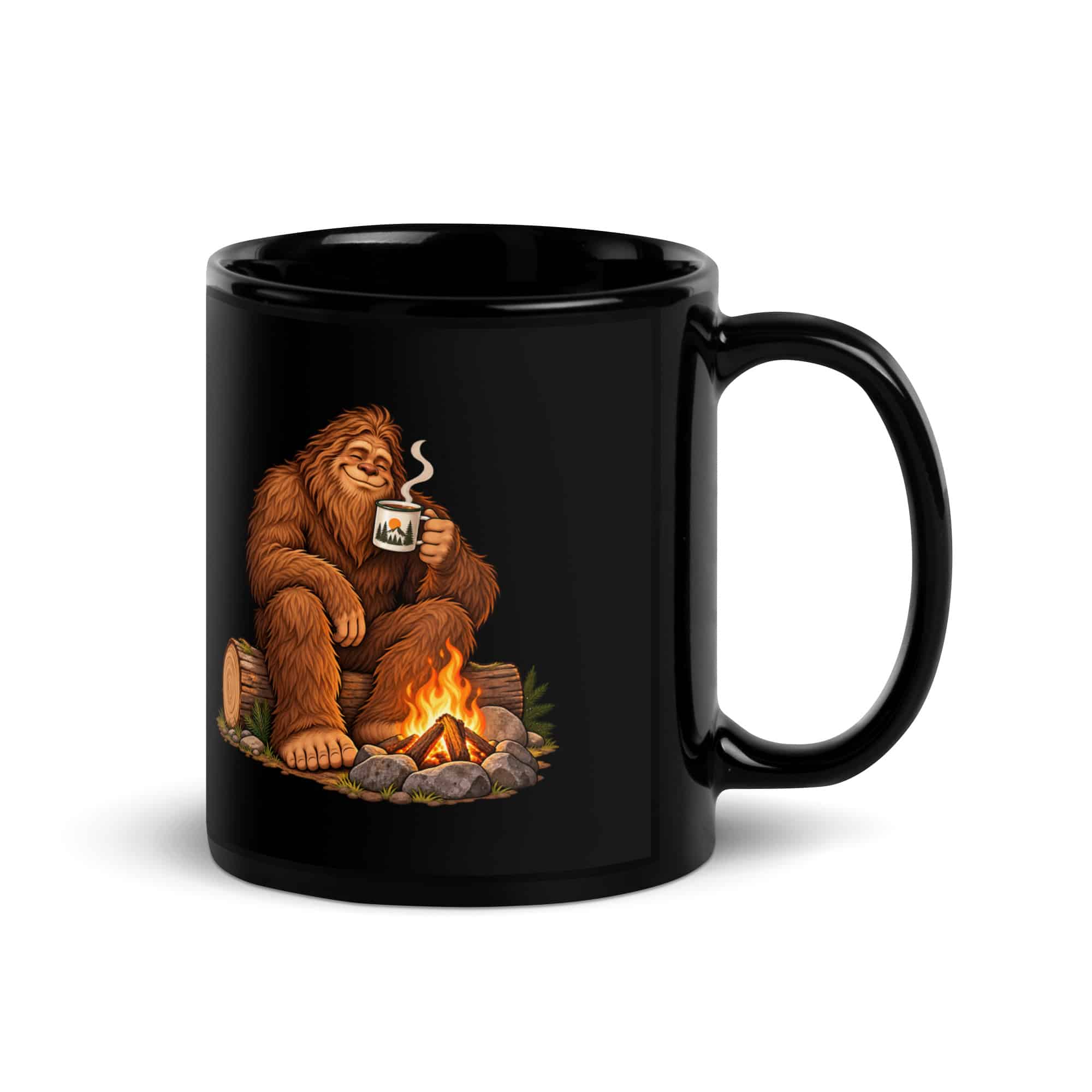 Camp Coffee Bigfoot Black Mug