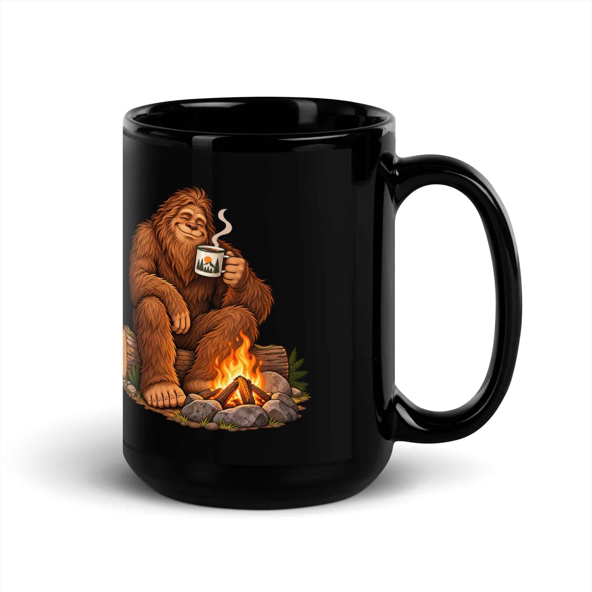 Camp Coffee Bigfoot Black Mug