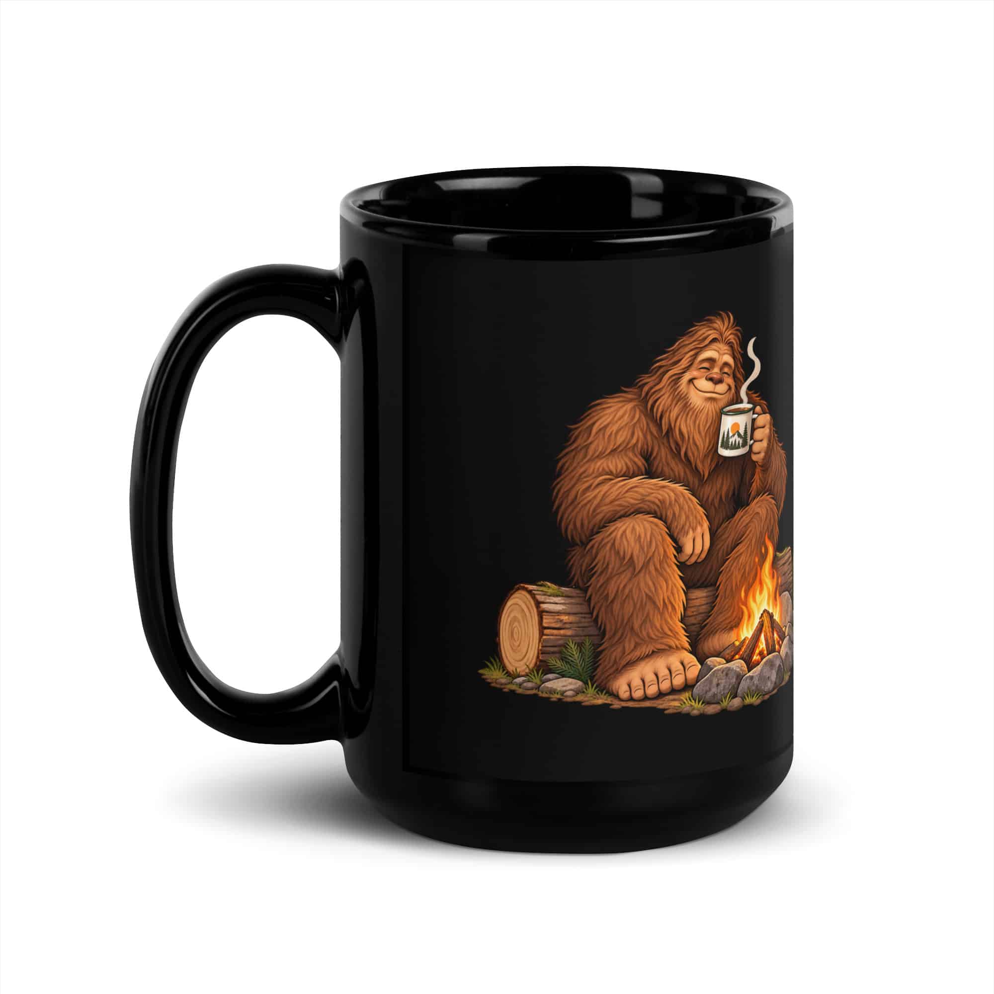 Camp Coffee Bigfoot Black Mug