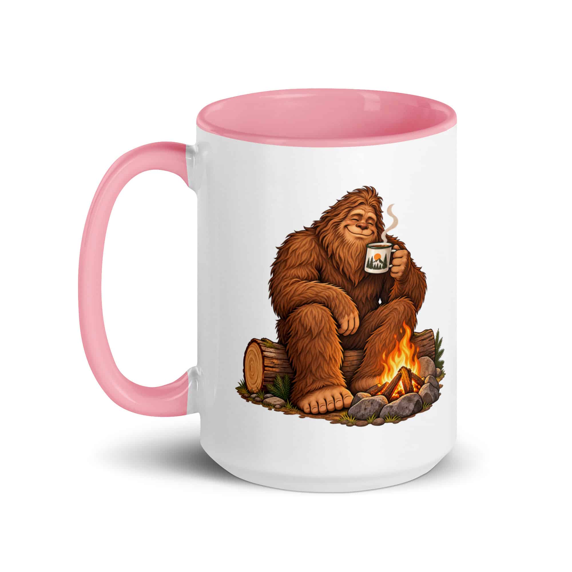 Camp Coffee Bigfoot Color Inside Mug