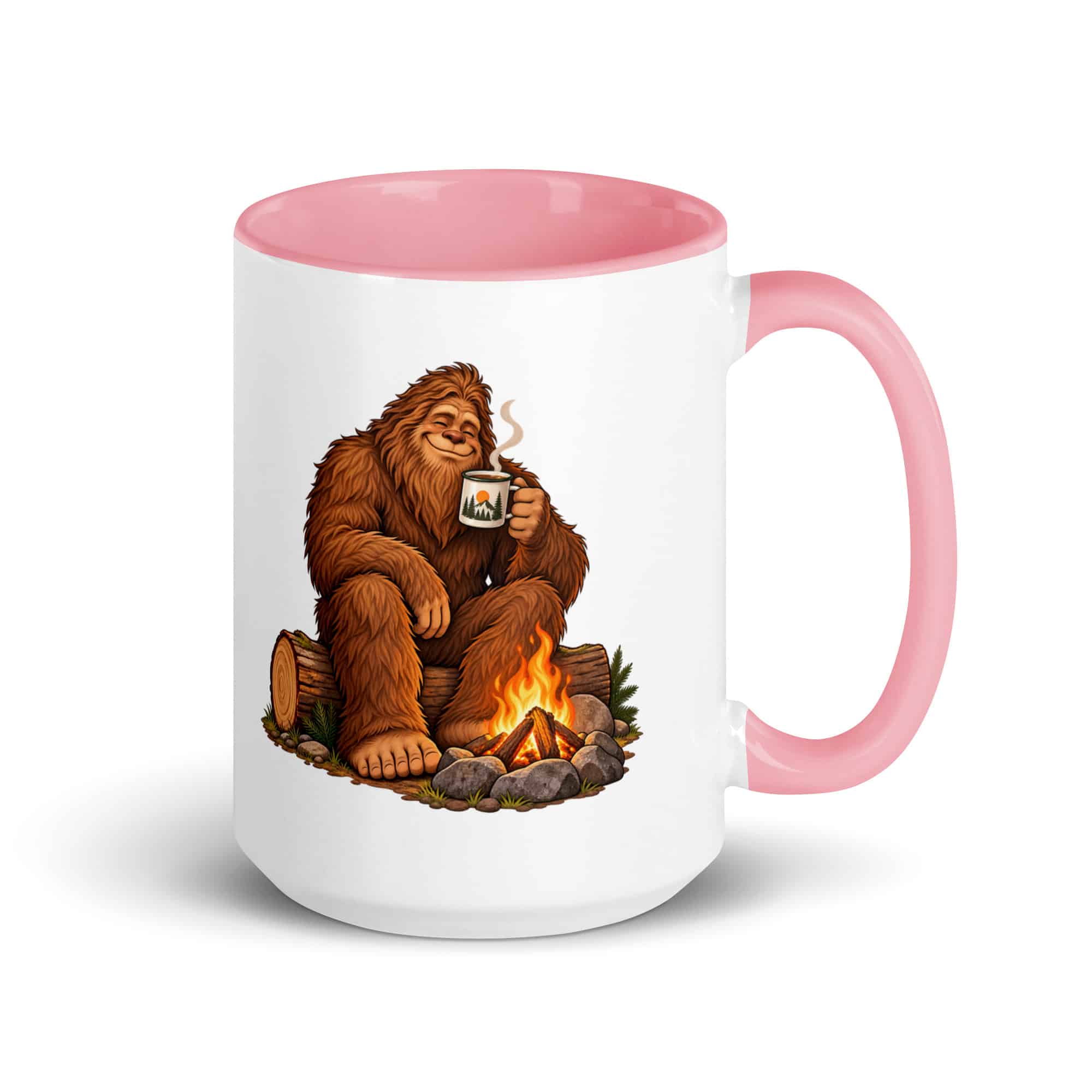Camp Coffee Bigfoot Color Inside Mug