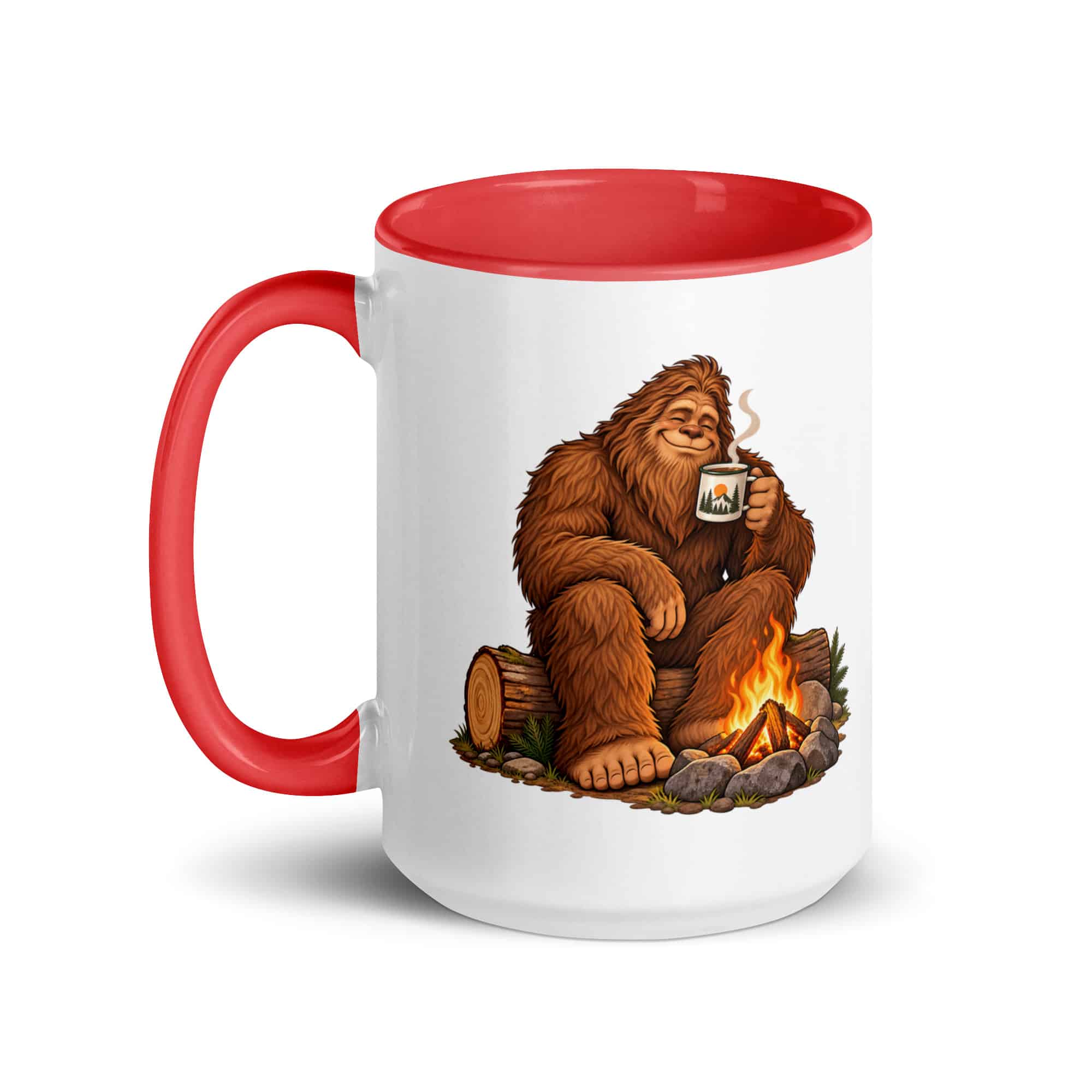 Camp Coffee Bigfoot Color Inside Mug