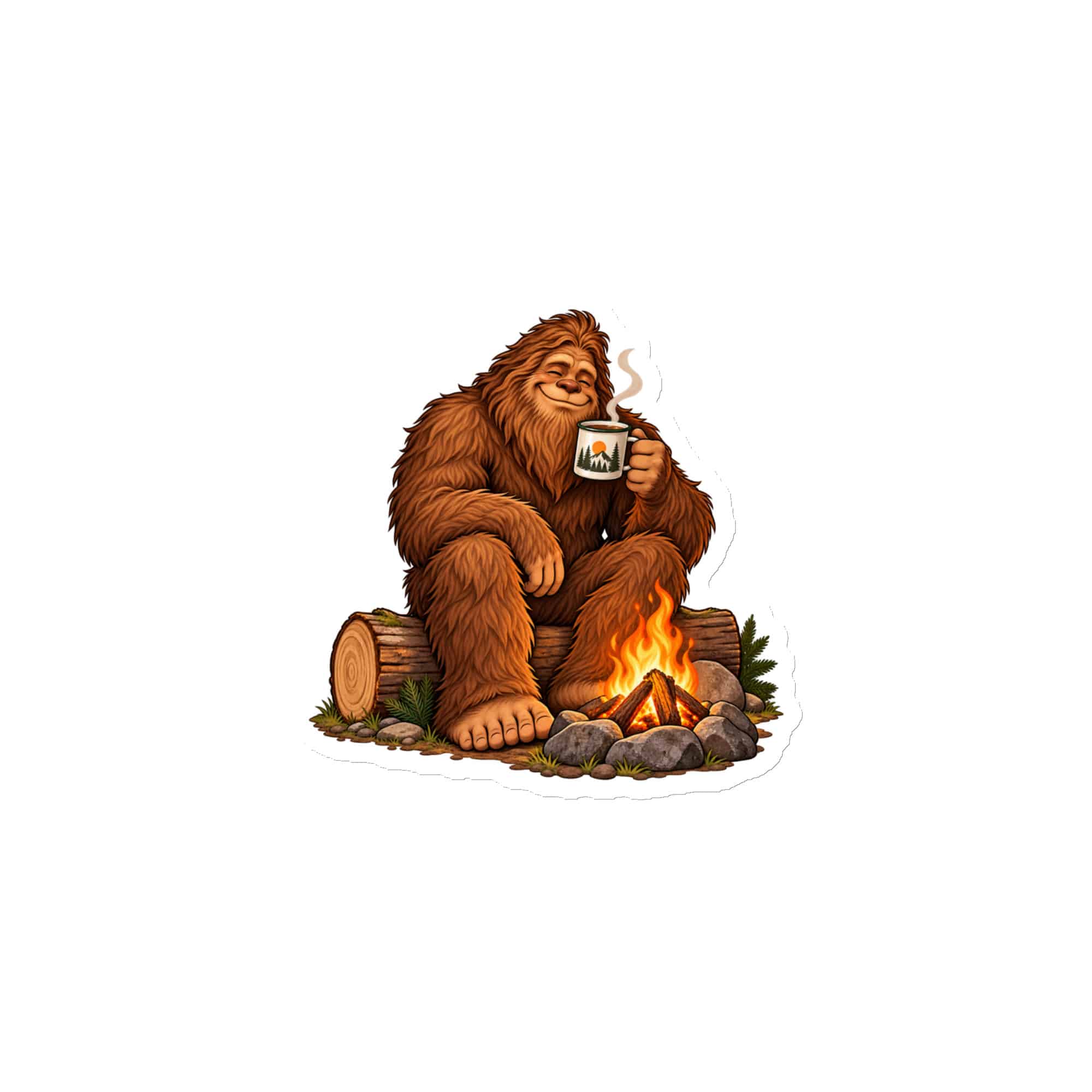 Bigfoot Campfire Coffee Die-Cut Magnet