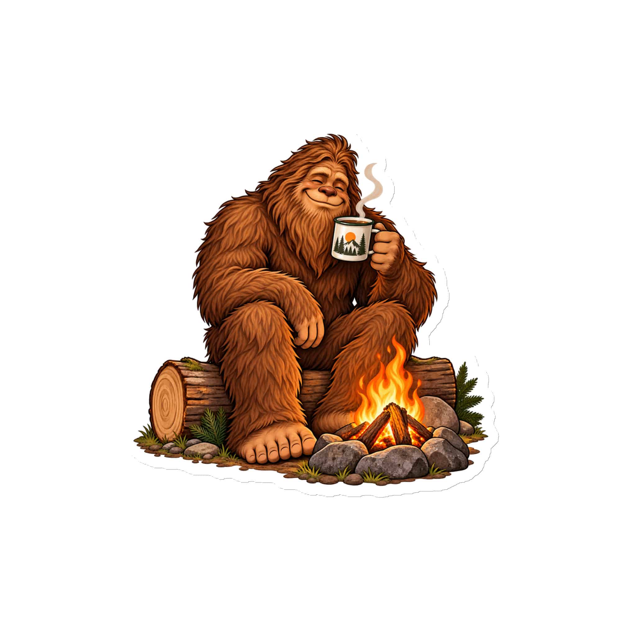 Bigfoot Campfire Coffee Die-Cut Magnet