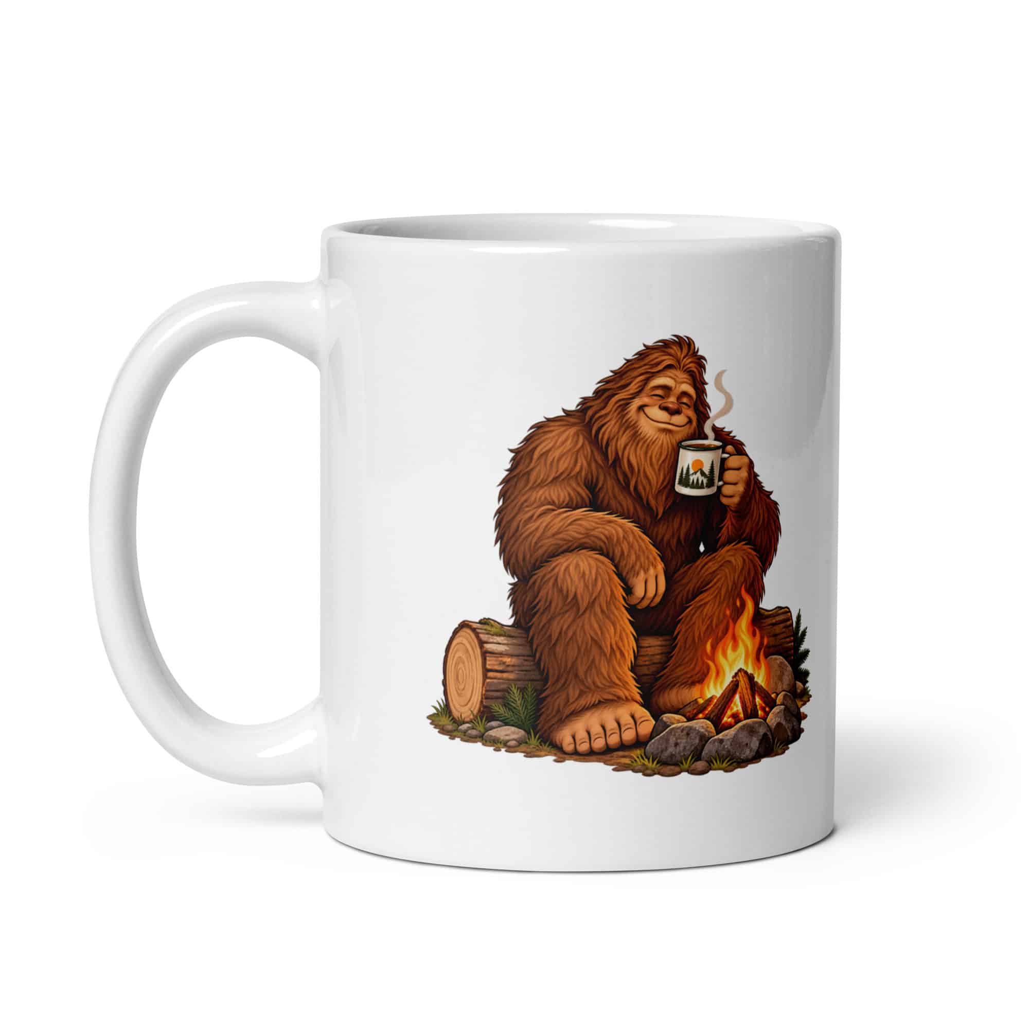 Bigfoot Campfire Coffee White Ceramic Coffee Mug