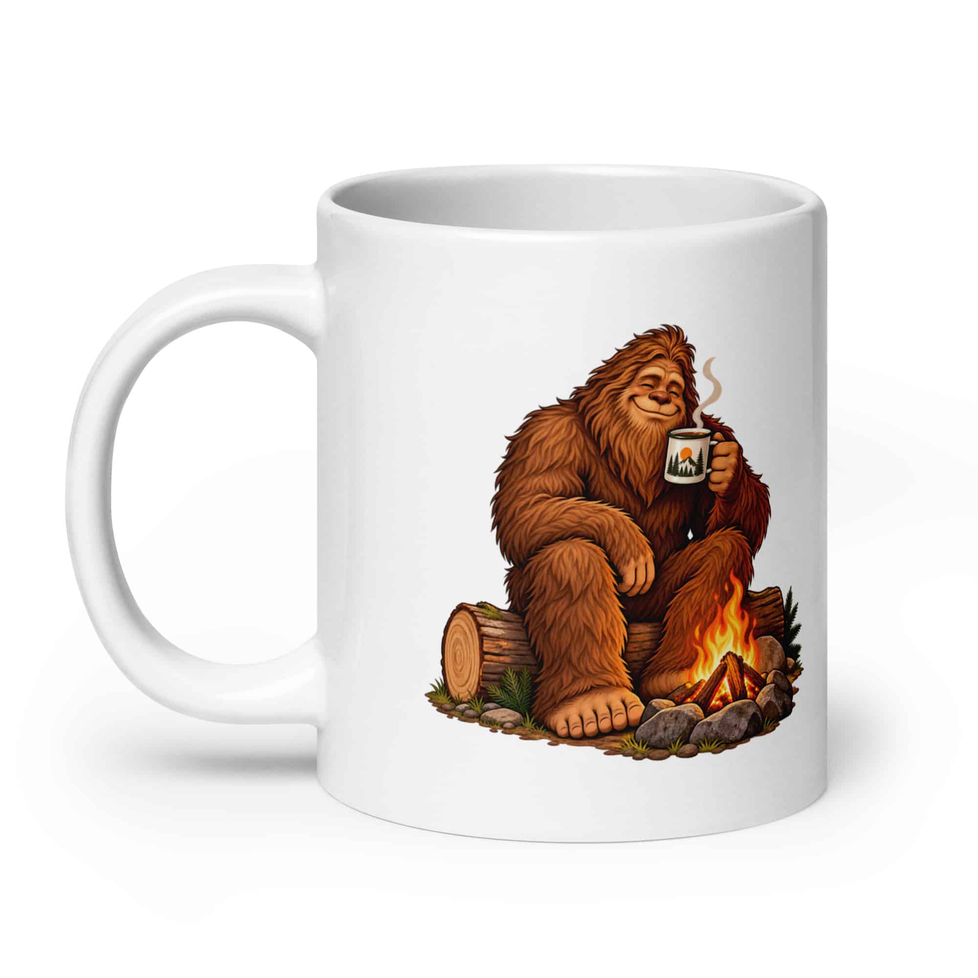 Bigfoot Campfire Coffee White Ceramic Coffee Mug