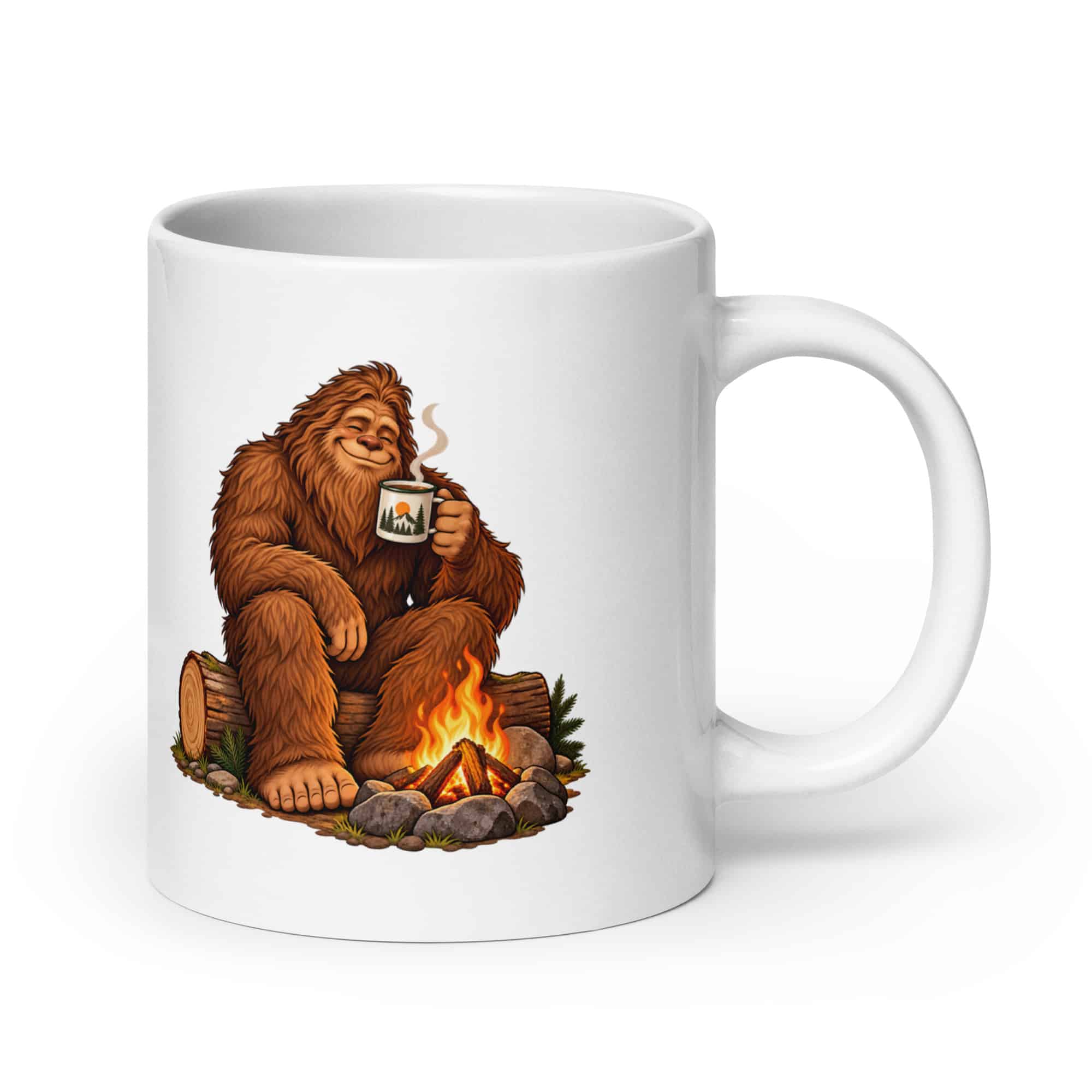 Bigfoot Campfire Coffee White Ceramic Coffee Mug