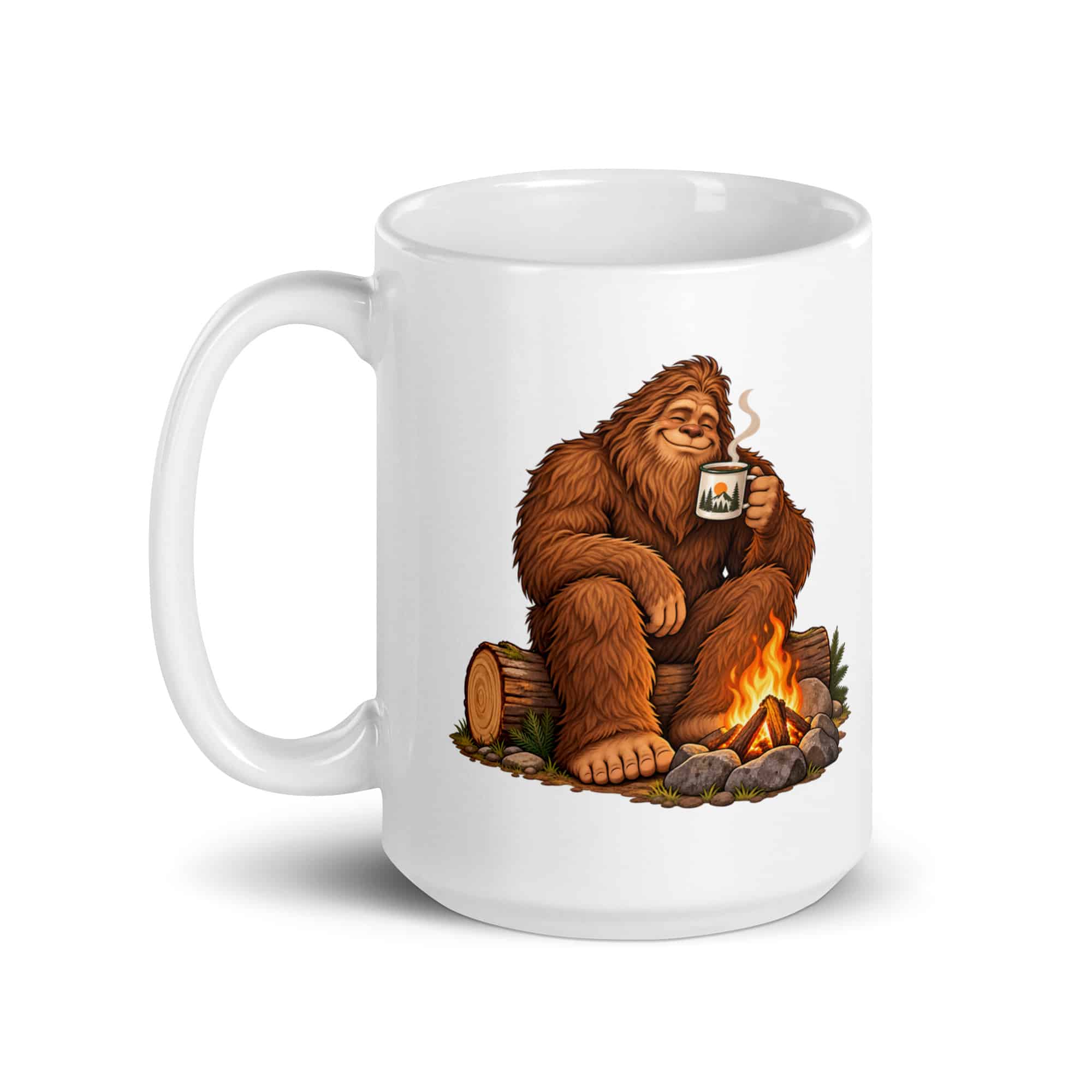 Bigfoot Campfire Coffee White Ceramic Coffee Mug