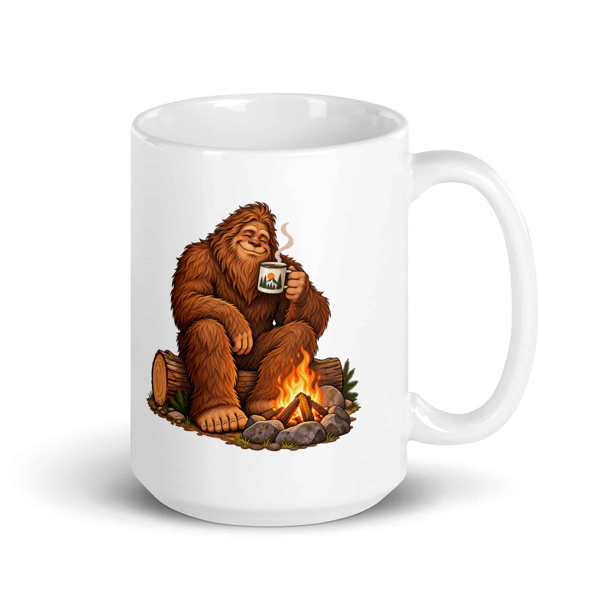 Bigfoot Campfire Coffee White Ceramic Coffee Mug